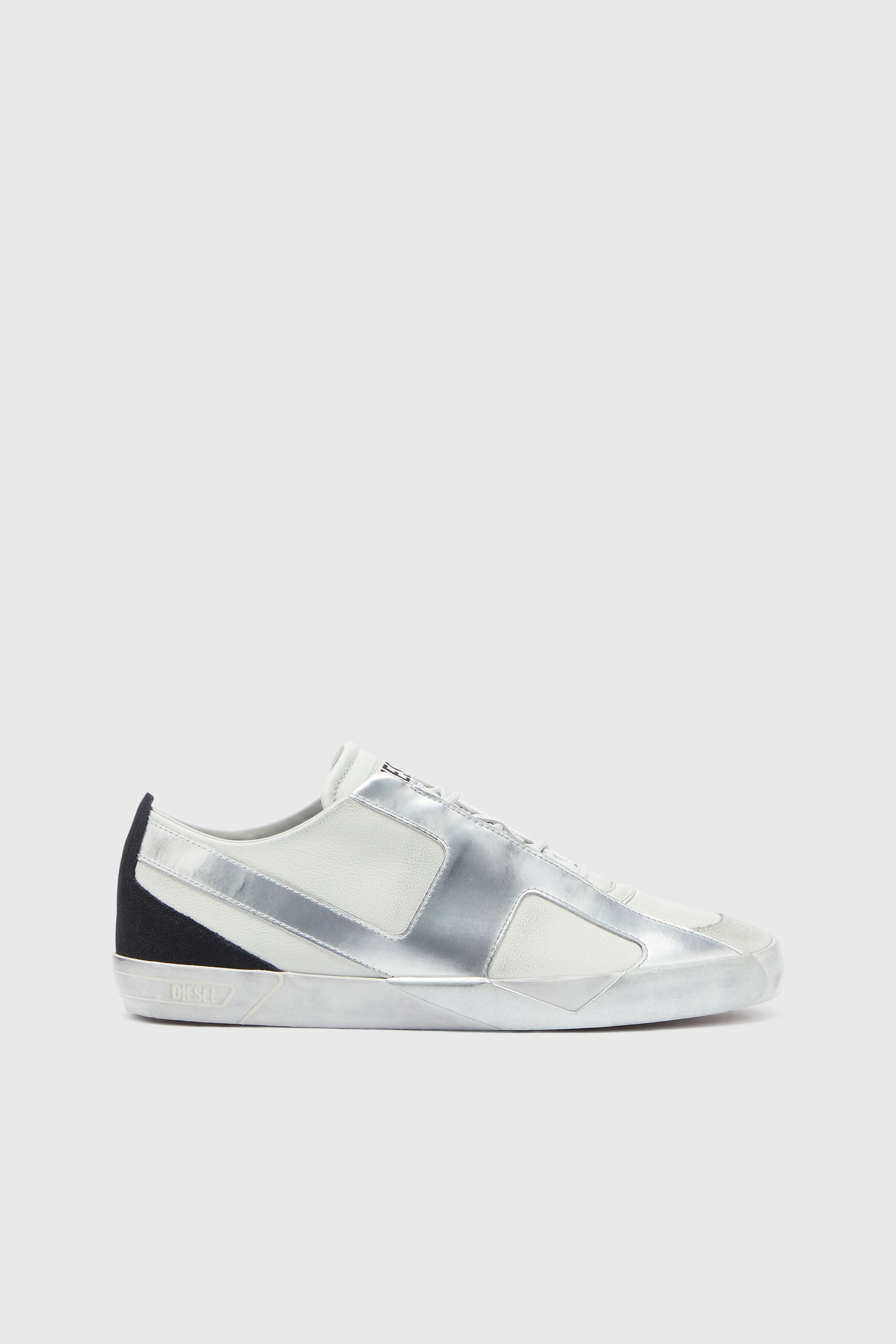 Diesel - S-SLANTE-D LOW, S-Slante-D - Sneakers effet us&eacute; en cuir et su&egrave;de Homme in Blanc - 1