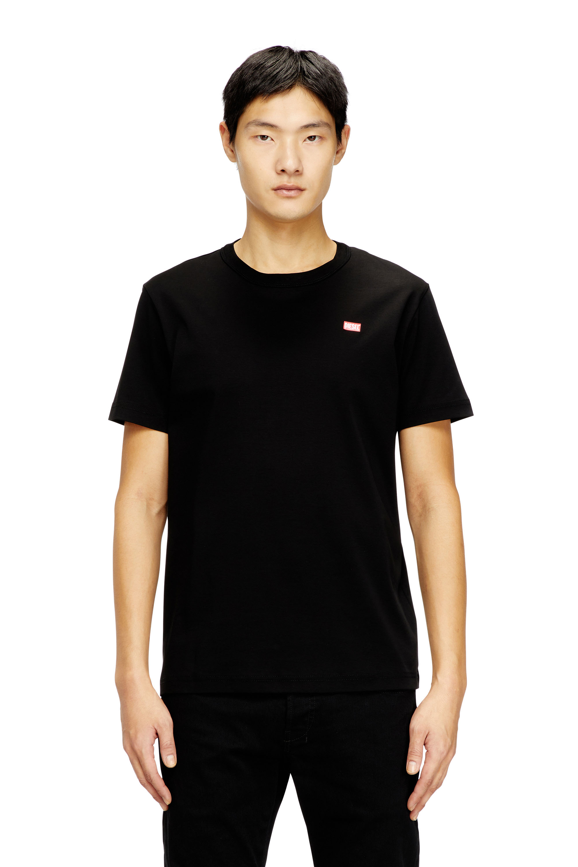 Diesel - T-MIEGOR-K77, T-shirt en coton mercerisé Homme in Noir - 1