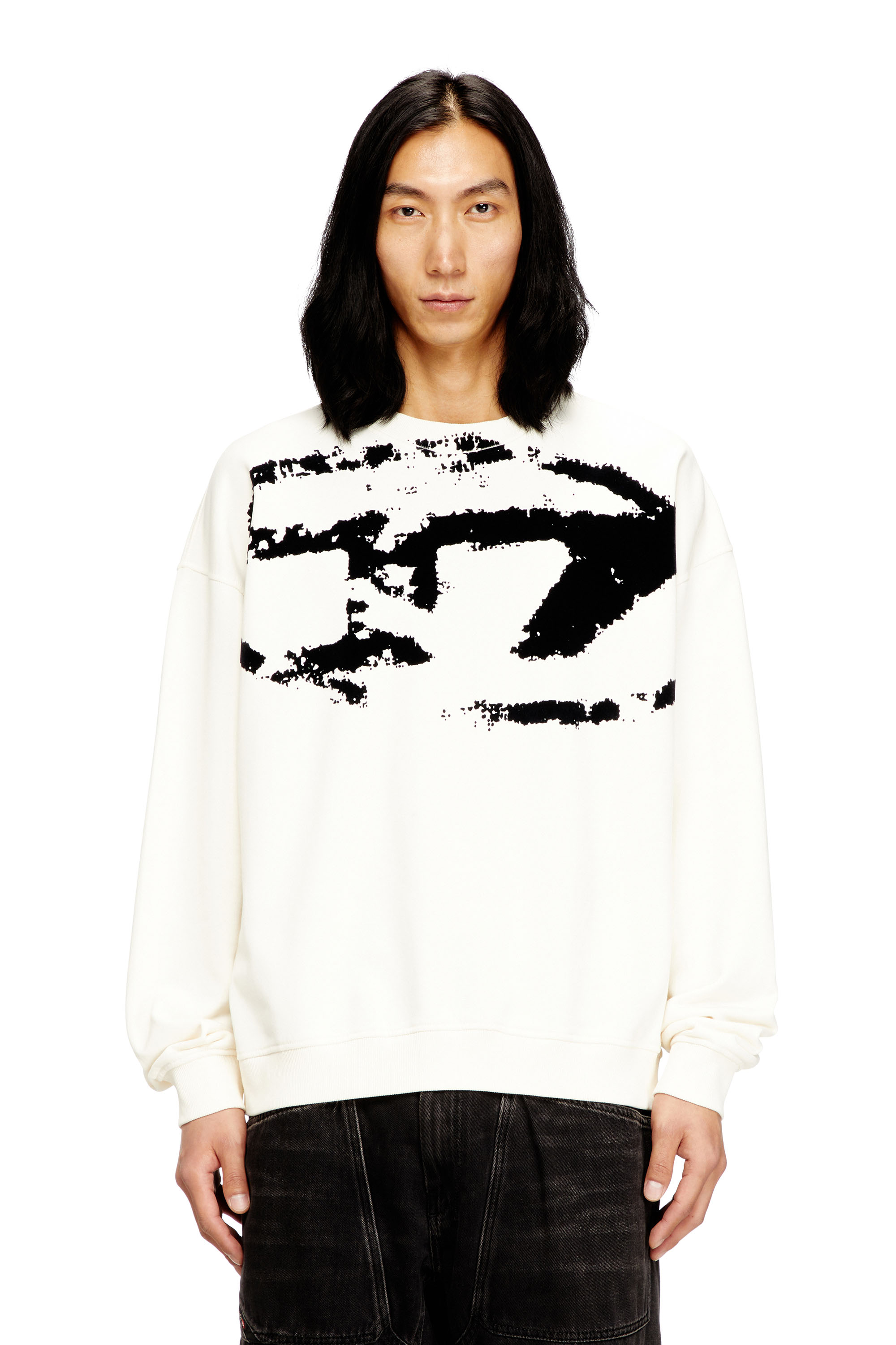 Diesel - S-BOXT-N5, Sweat-shirt avec logo floqué effet vieilli Homme in Polychrome - 1