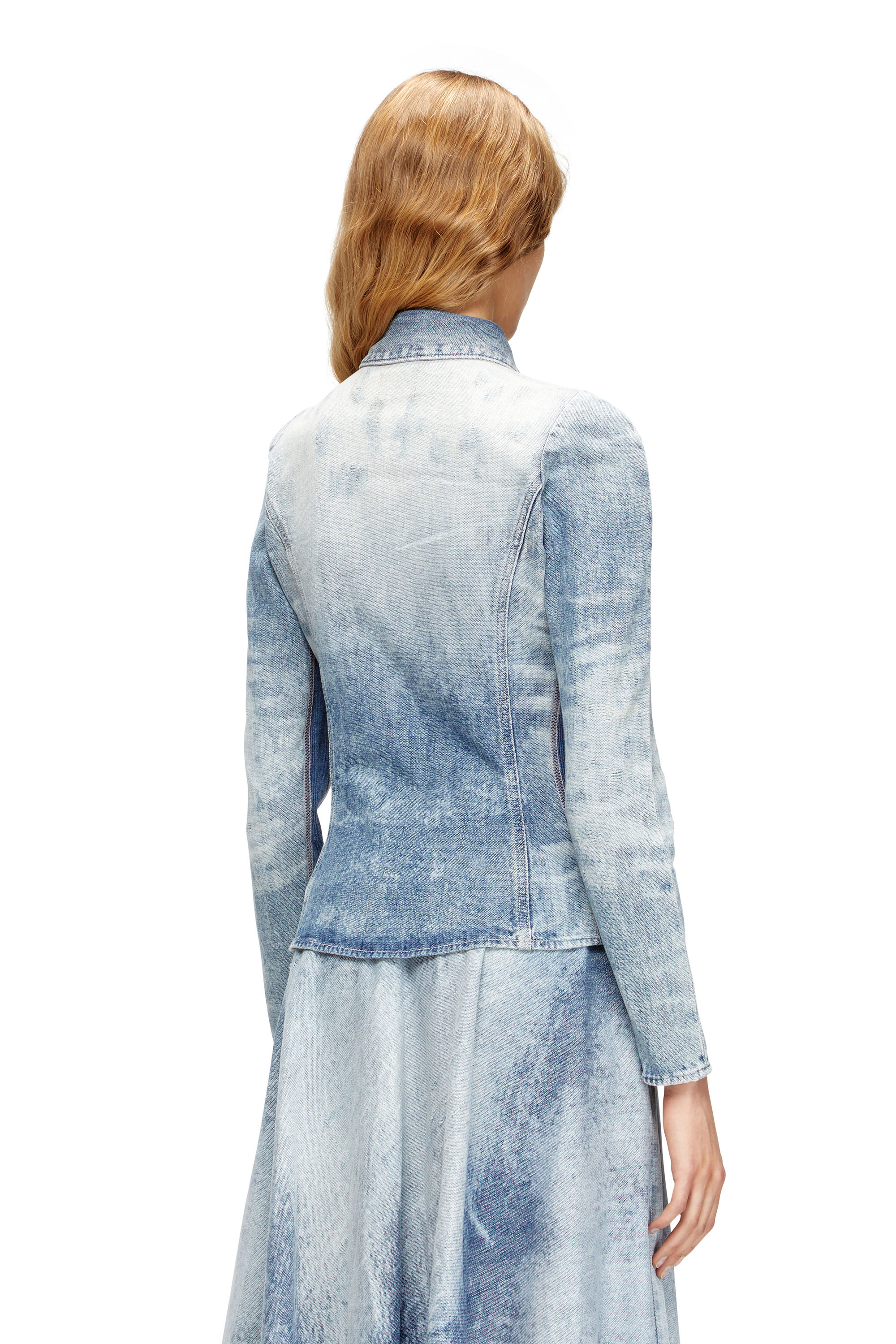 Diesel - DE-MASLY-FSH, Woman's Shirt in distressed honeycomb denim in Light Blue - 4