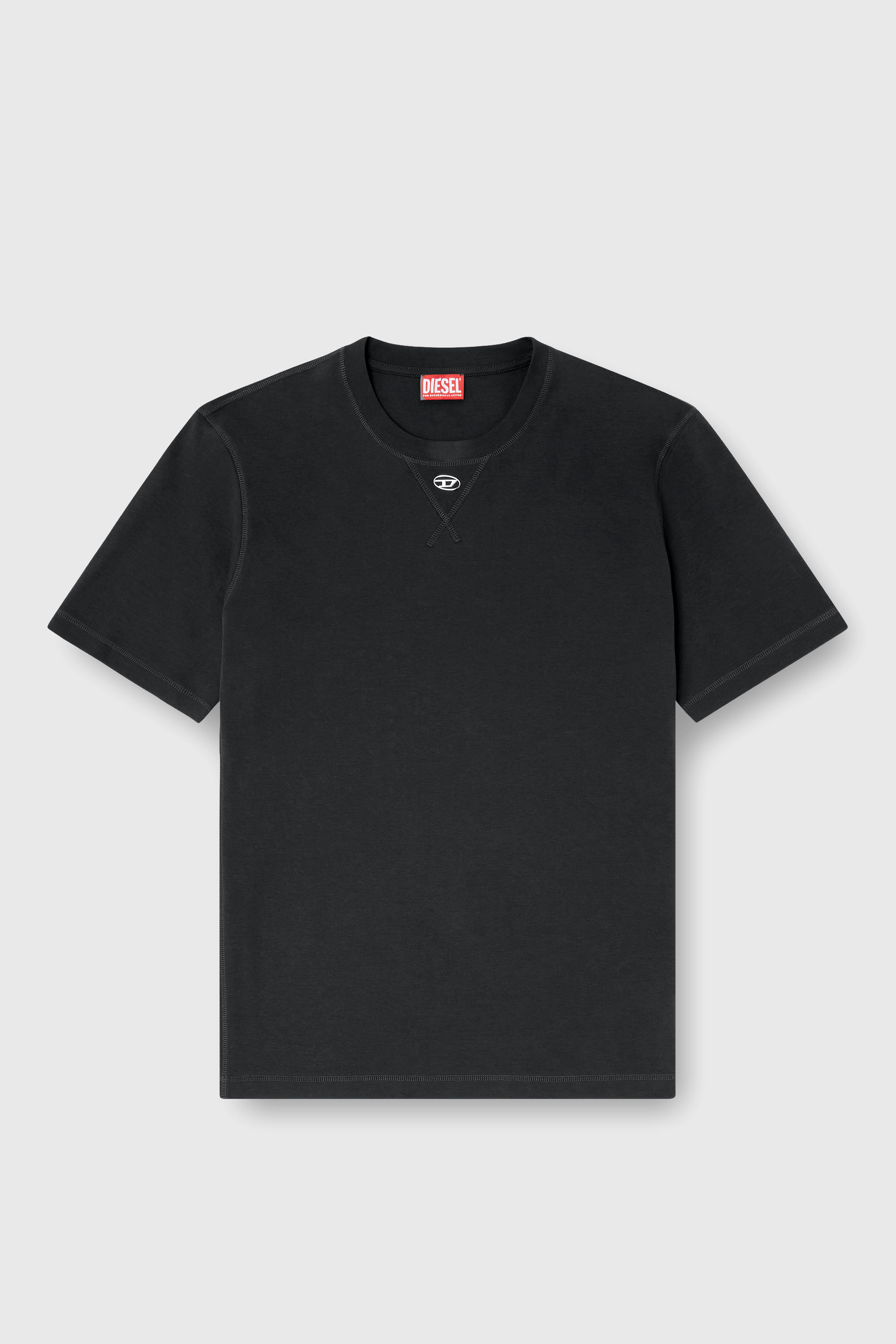 Diesel - T-MADJUST-TR, T-shirt r&eacute;guli&egrave;re avec col rond et Oval D Homme in Noir - 2