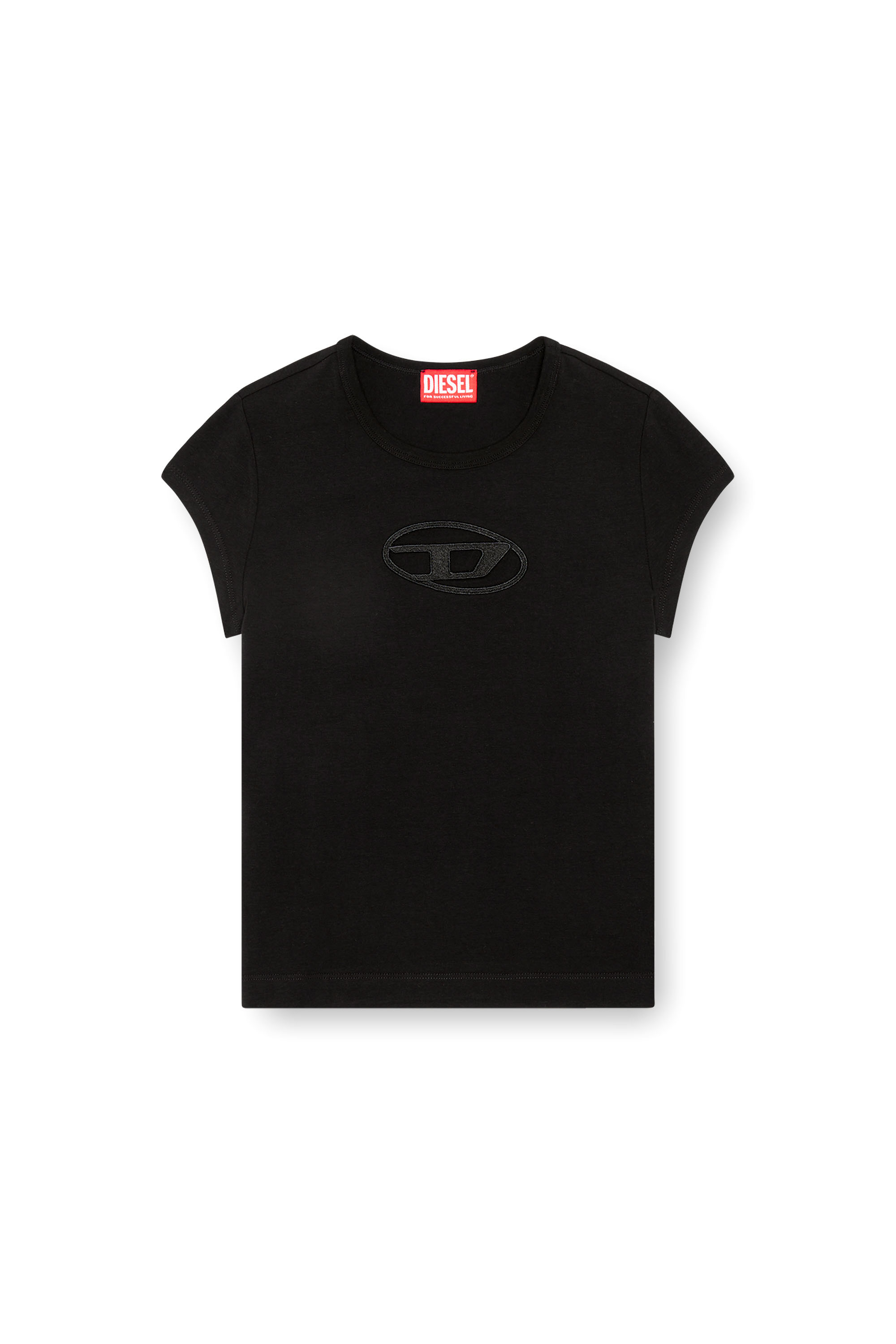 Diesel - T-ANGIE, T-shirt avec logo peek-a-boo Femme in Noir - 2