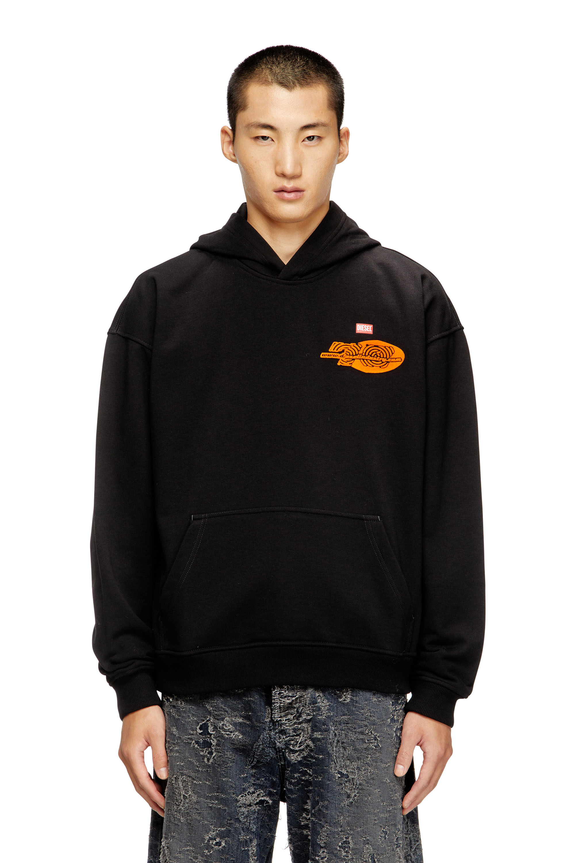 Diesel - S-BOXT-HOOD-T5, Man's Cotton hoodie with back print in Black - 3
