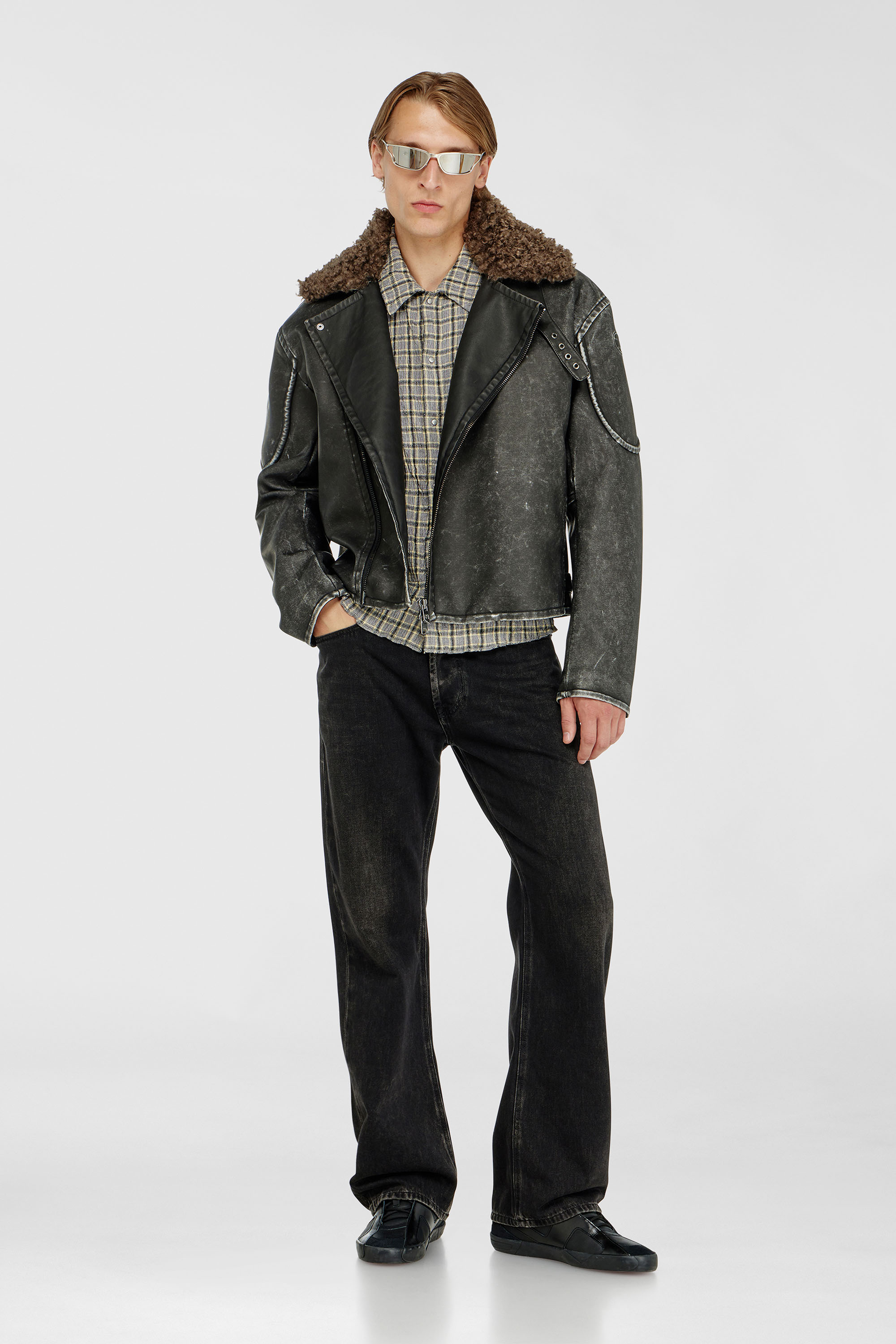 Veste biker avec col amovible