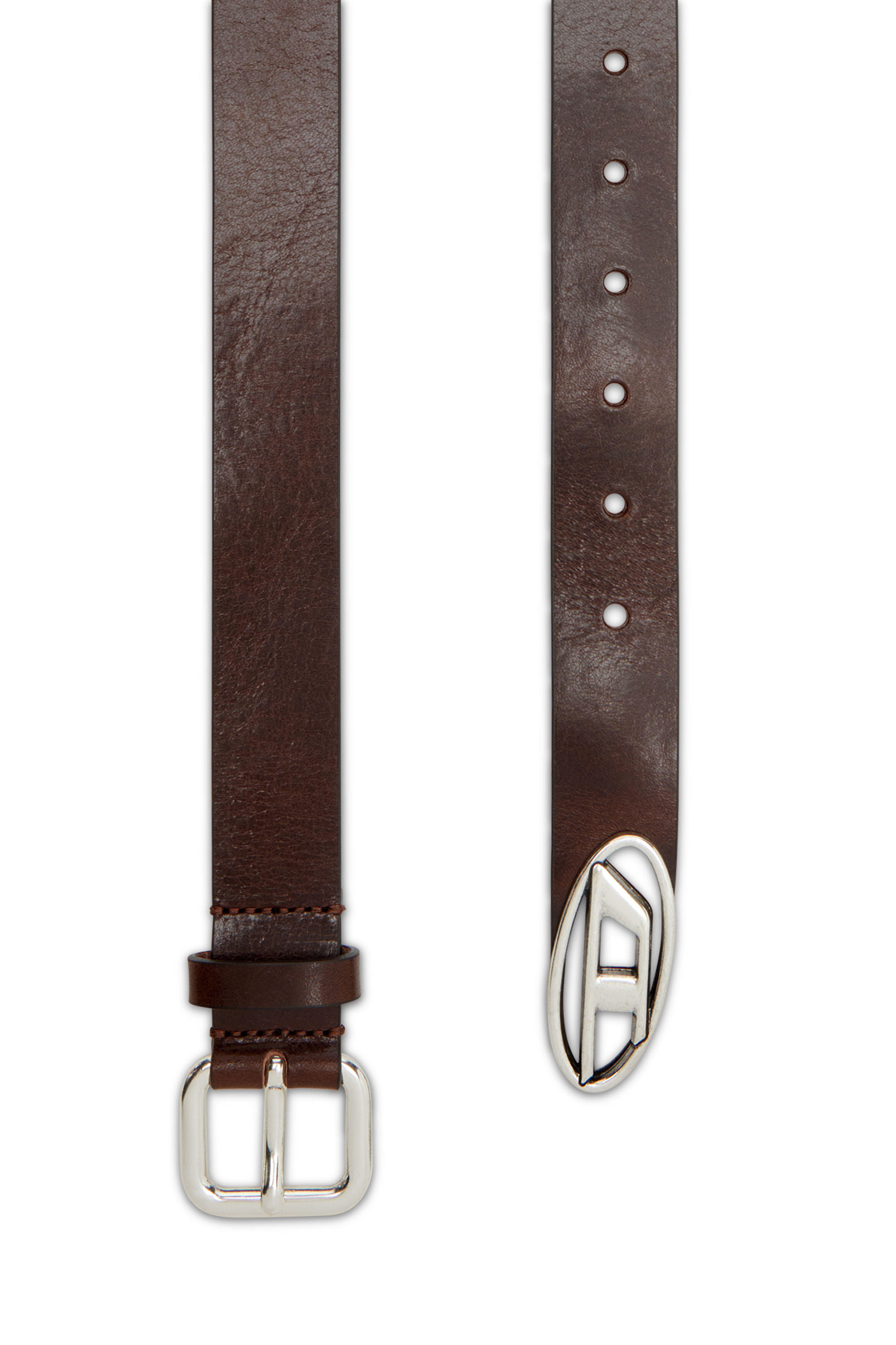 Diesel - B-INLAY, Ceinture en cuir avec logo oval D Mixte in Marron - 2