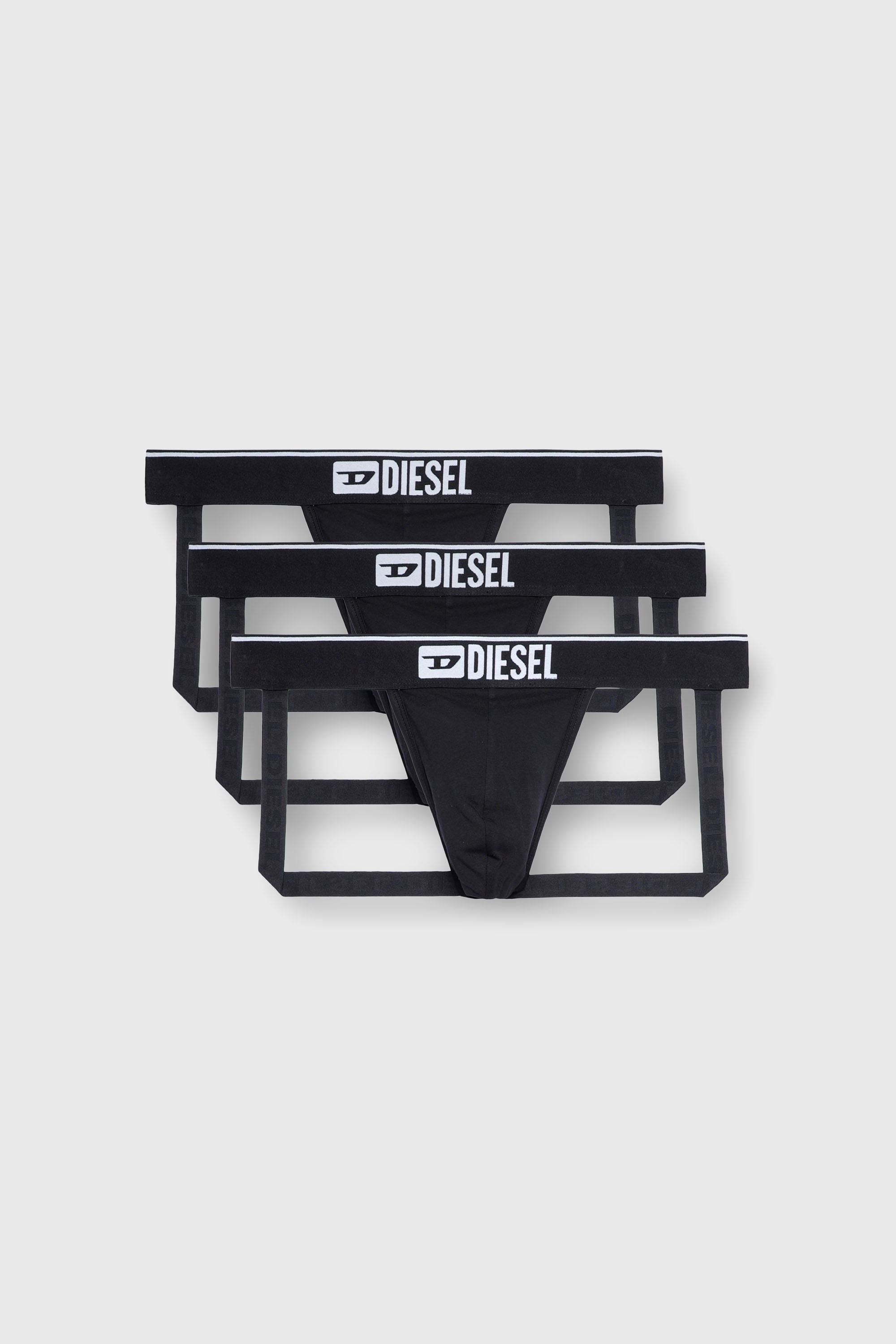 Diesel - UMBR-JOCKYTHREEPACK, Lot de trois jockstraps avec logo sur le devant Homme in Noir - 1