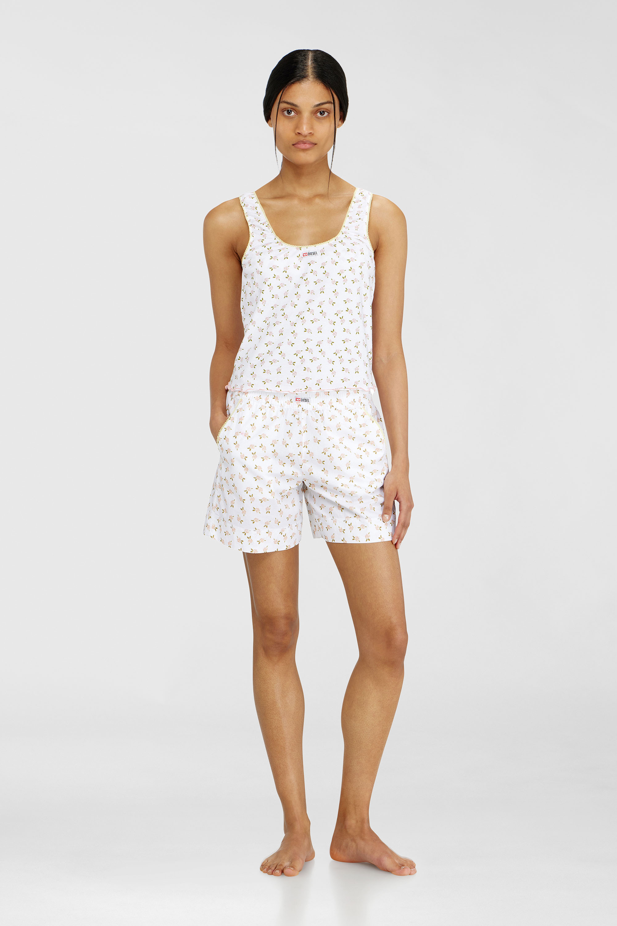 Diesel - GEORGIE-D-CORE, Top en coton stretch &agrave; imprim&eacute; fleuri Femme in Blanc - 2