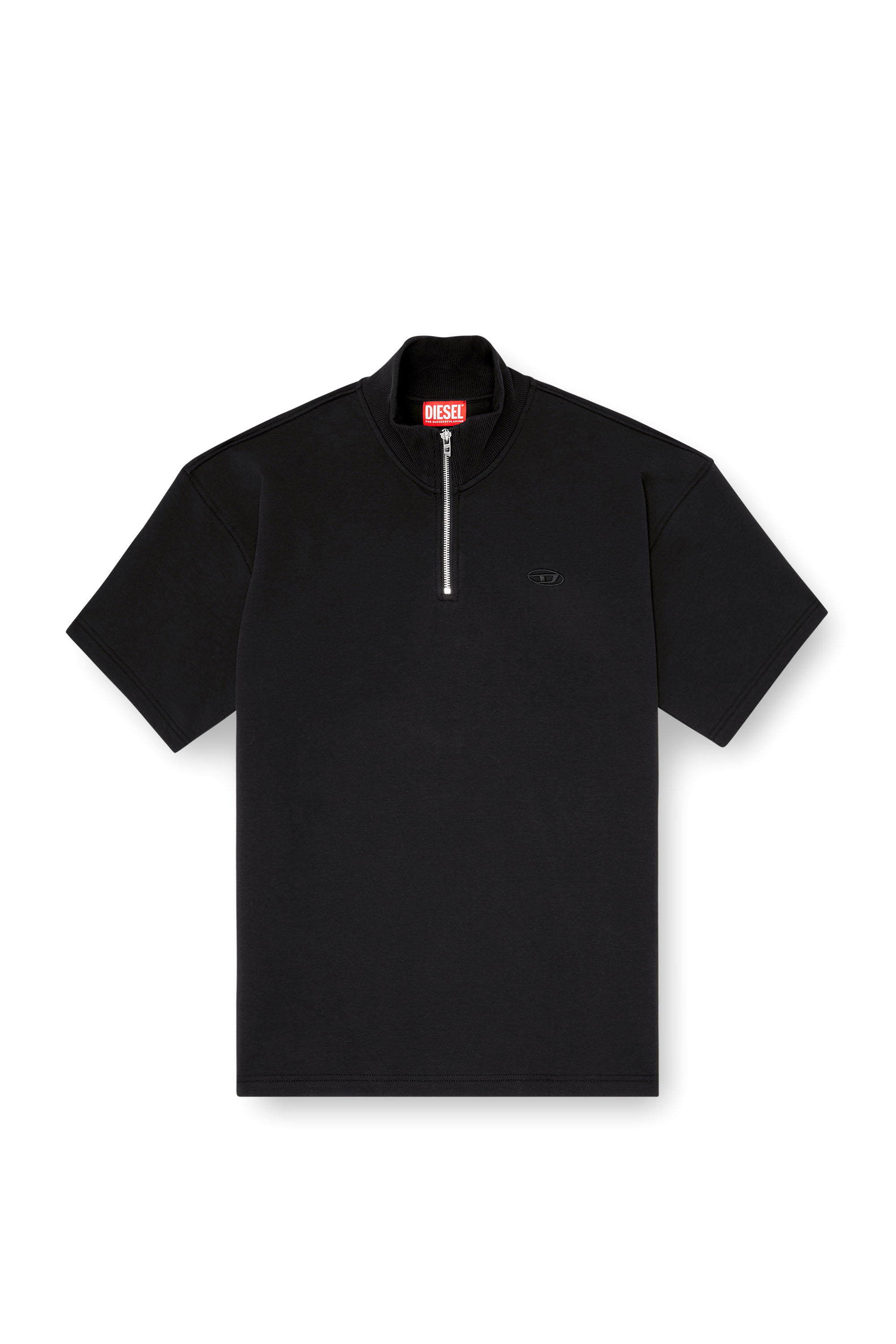 Diesel - S-CUBY, Sweat-shirt &agrave; manches courtes zipp&eacute; en scuba l&eacute;ger Homme in Noir - 3