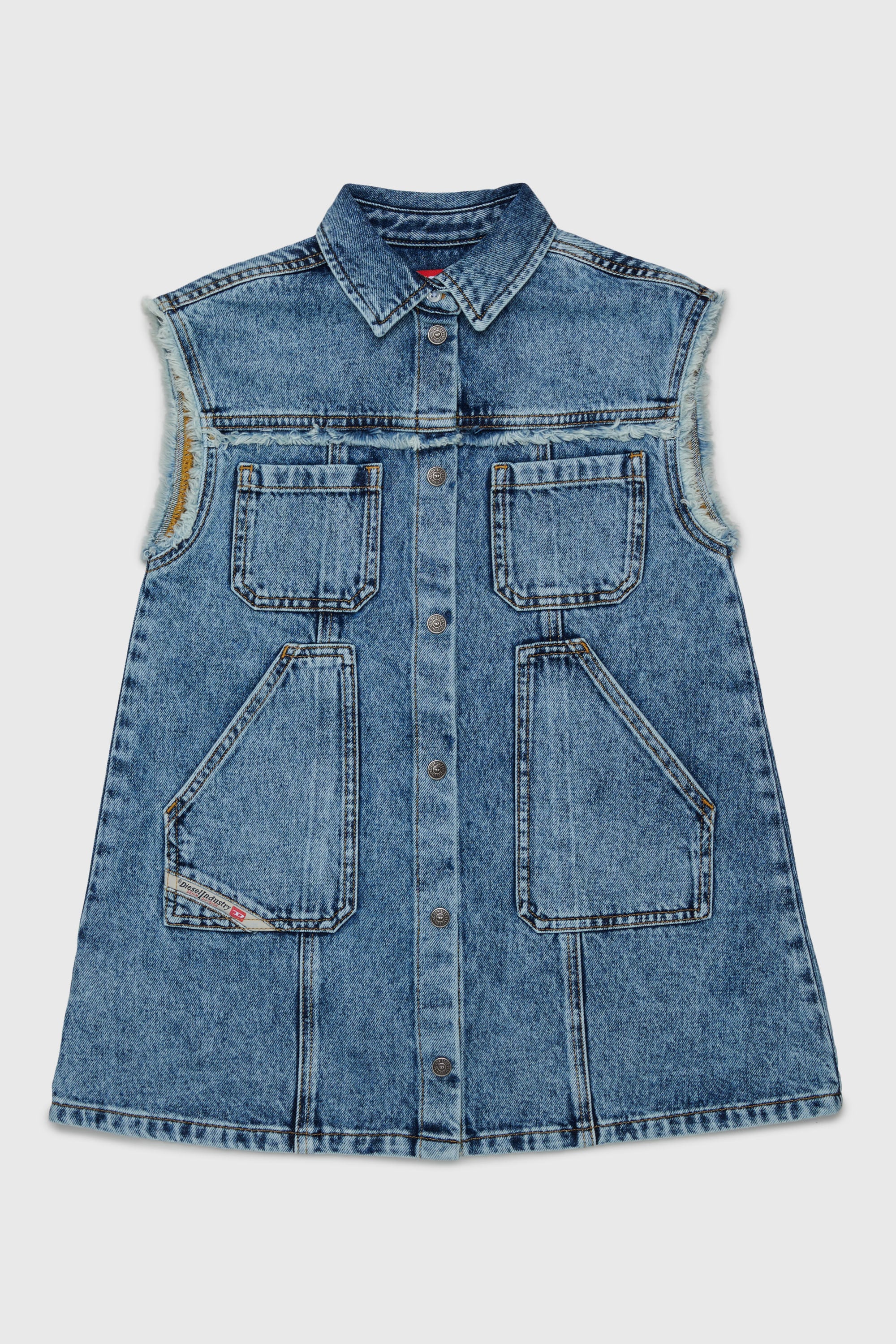 Diesel - DELKA, Robe-chemise sans manches en denim effet marbre Femme in Bleu - 1