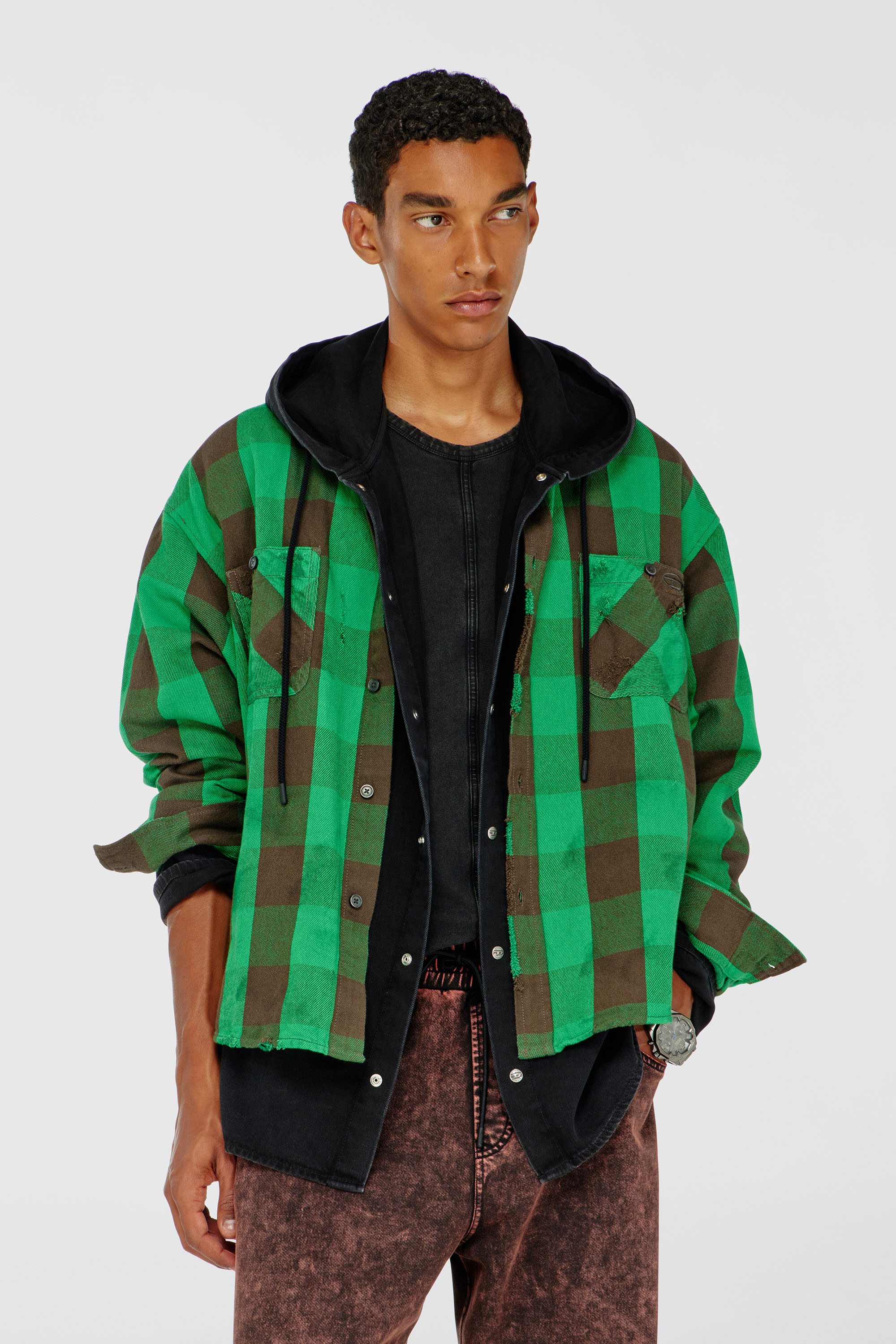 Diesel - S-DRUM, Chemise &agrave; carreaux effet us&eacute; Homme in Polychrome - 1