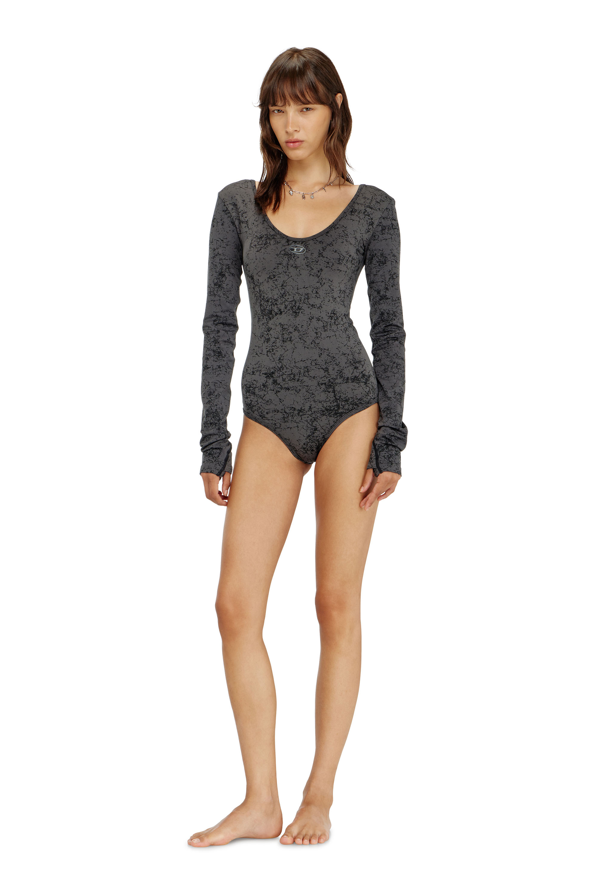 Diesel - IONNA-UTLT, Body &agrave; dos ouvert avec imprim&eacute; utilitaire Femme in Noir - 3