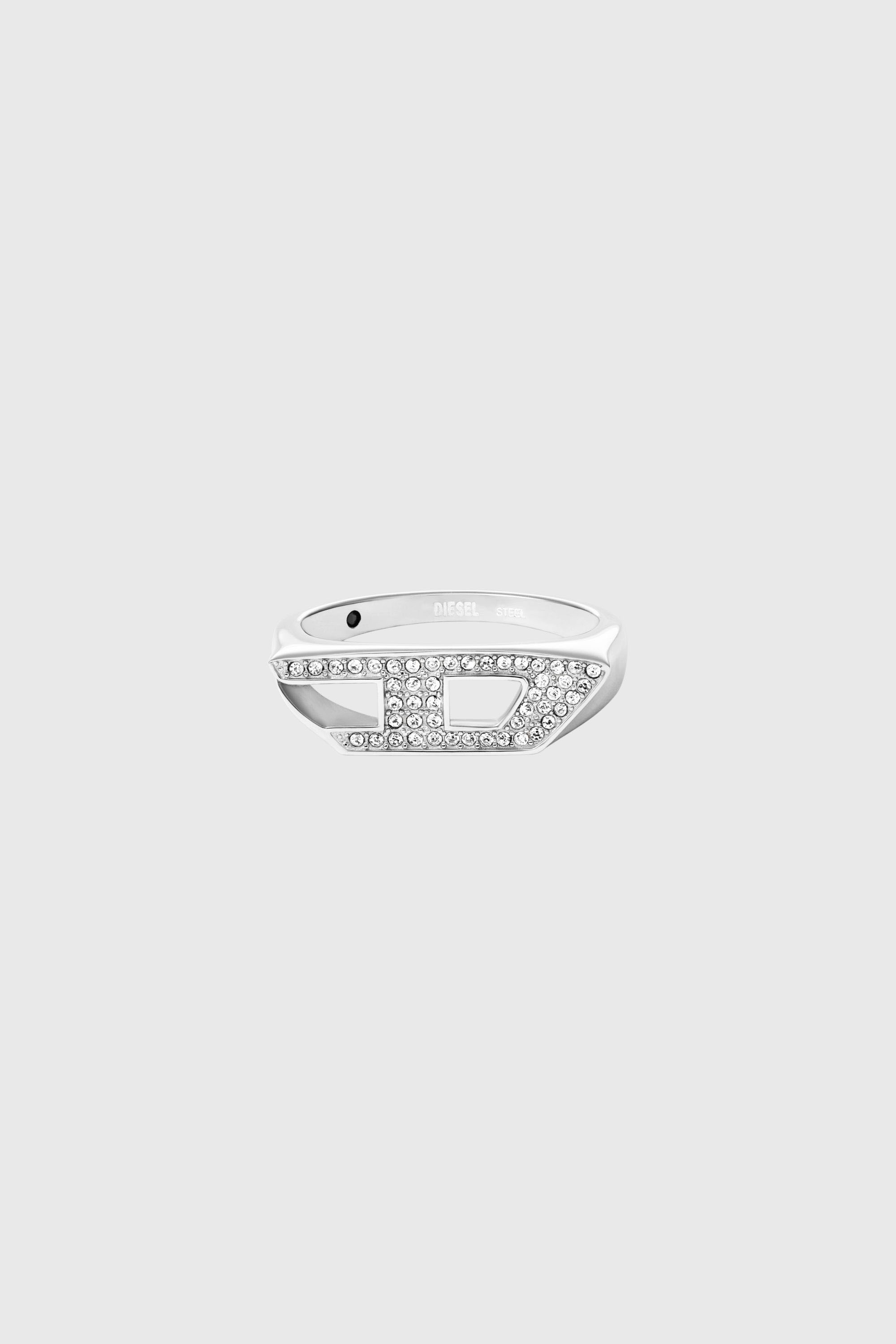 Diesel - DX1629040 JEWELLERY, Bague chevali&egrave;re scintillante en acier inoxydable Mixte in Gris argent&eacute; - 2