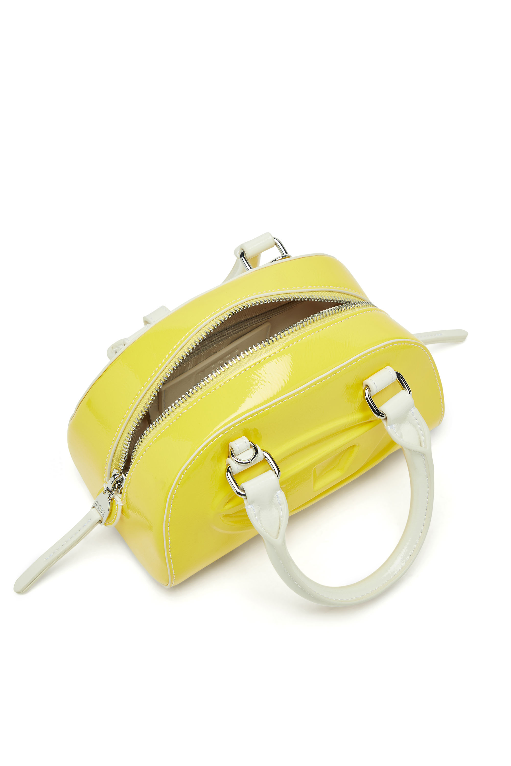 Diesel - 1DR DOME CROSSBODY, 1DR Dome-Sac à bowling mini avec effet naplak Femme in Jaune - 3