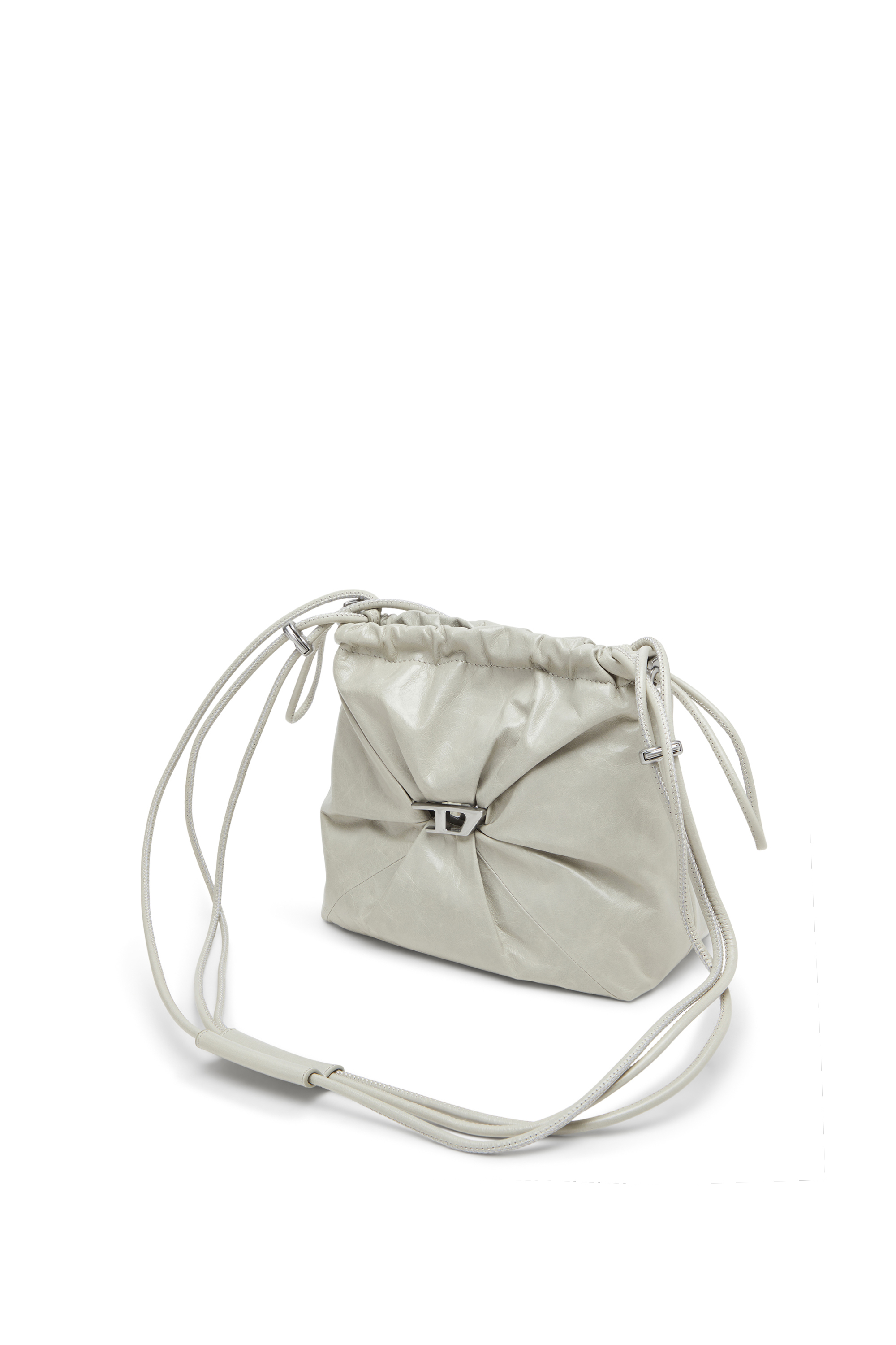 Diesel - SCRUNCH-D BUCKET, Scrunch-D-Sac seau en cuir froissé et brillant Femme in Blanc - 1