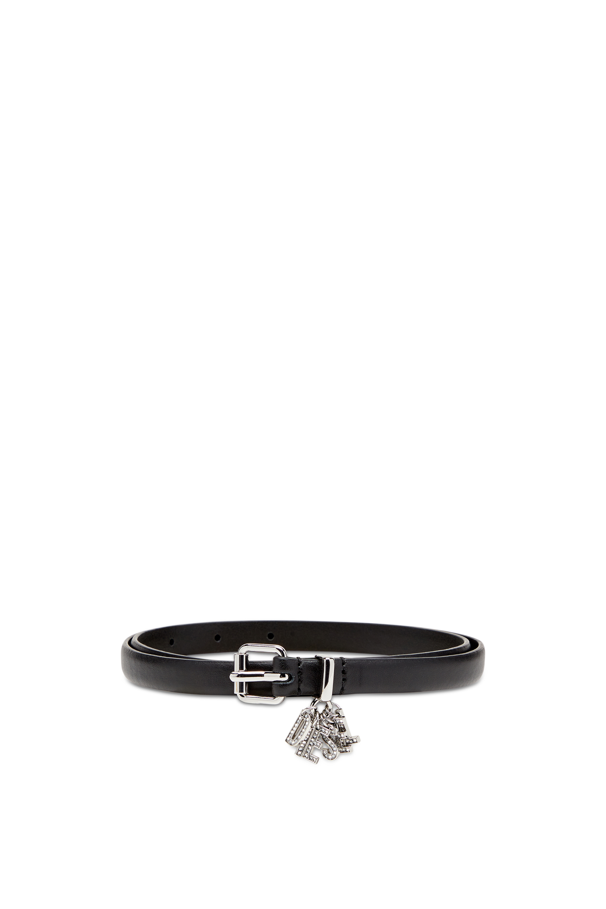 Diesel - B-CHARM-LOOP, Ceinture en cuir nappa avec breloques à logo Femme in Noir - 1