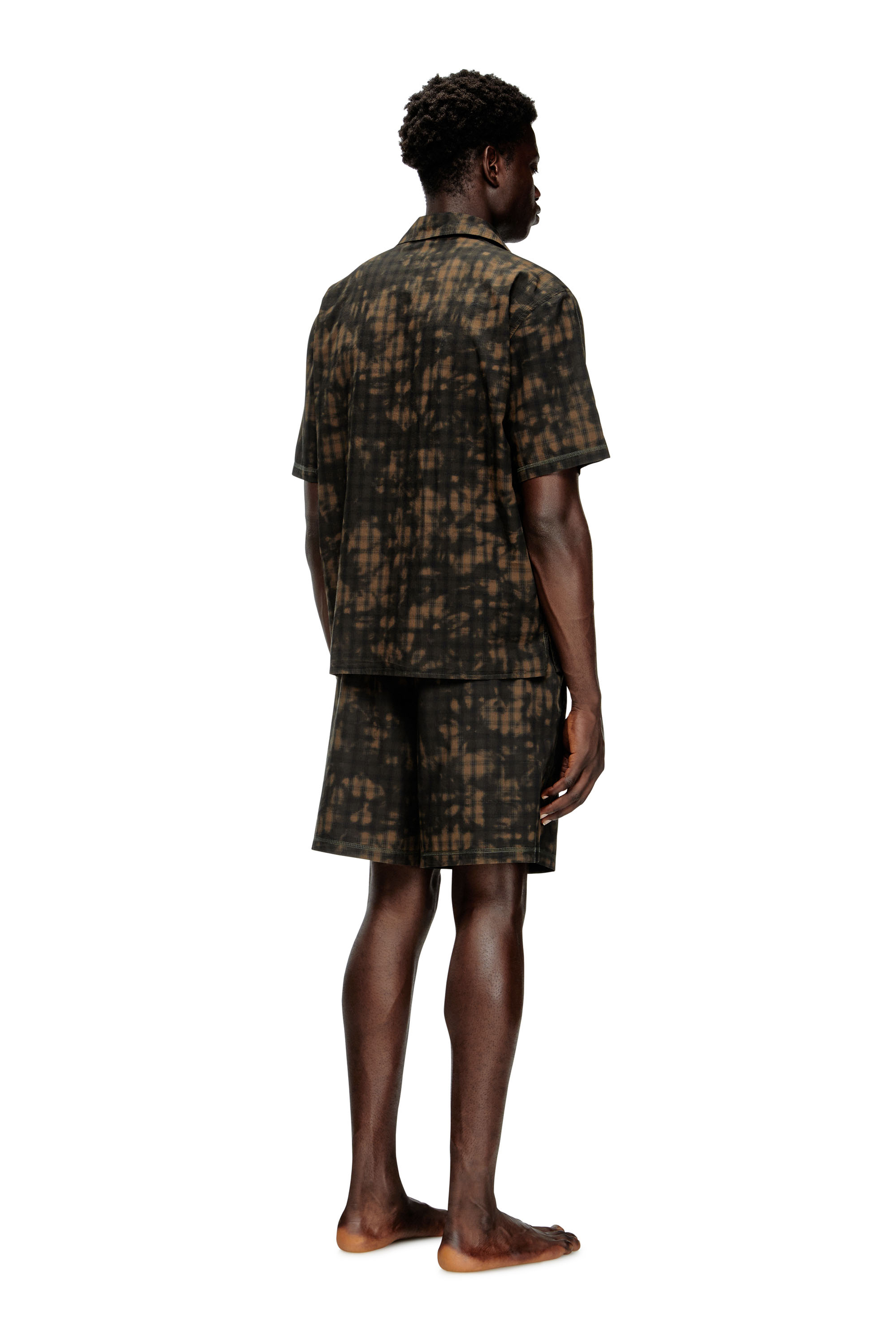 Diesel - SET-HORIEN-UTLT, Pyjama court en coton à carreaux imprimé nuageux Homme in Vert - 3