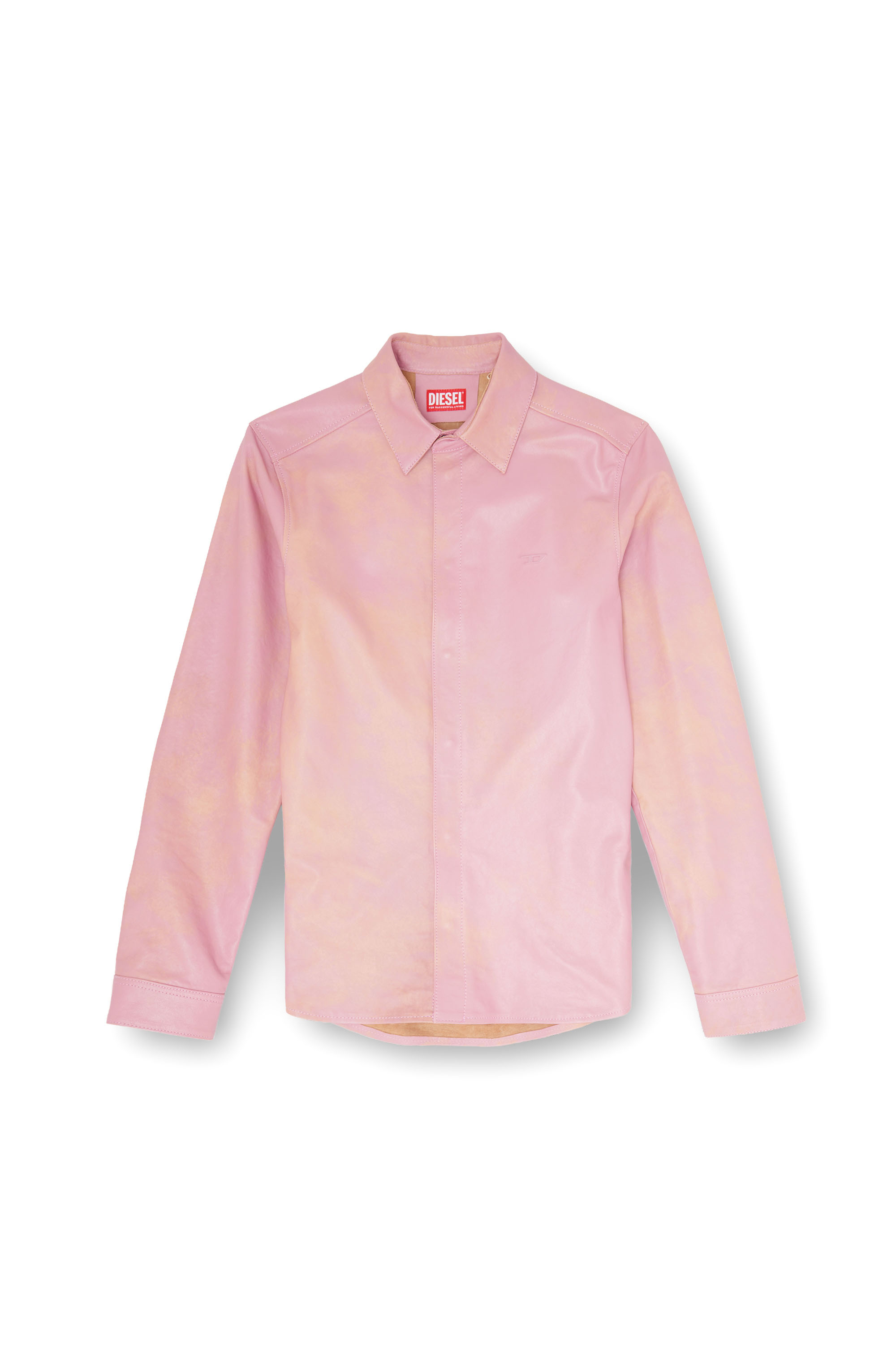 Diesel - S-CIRT, Chemise en cuir trait&eacute; Homme in Rose - 2