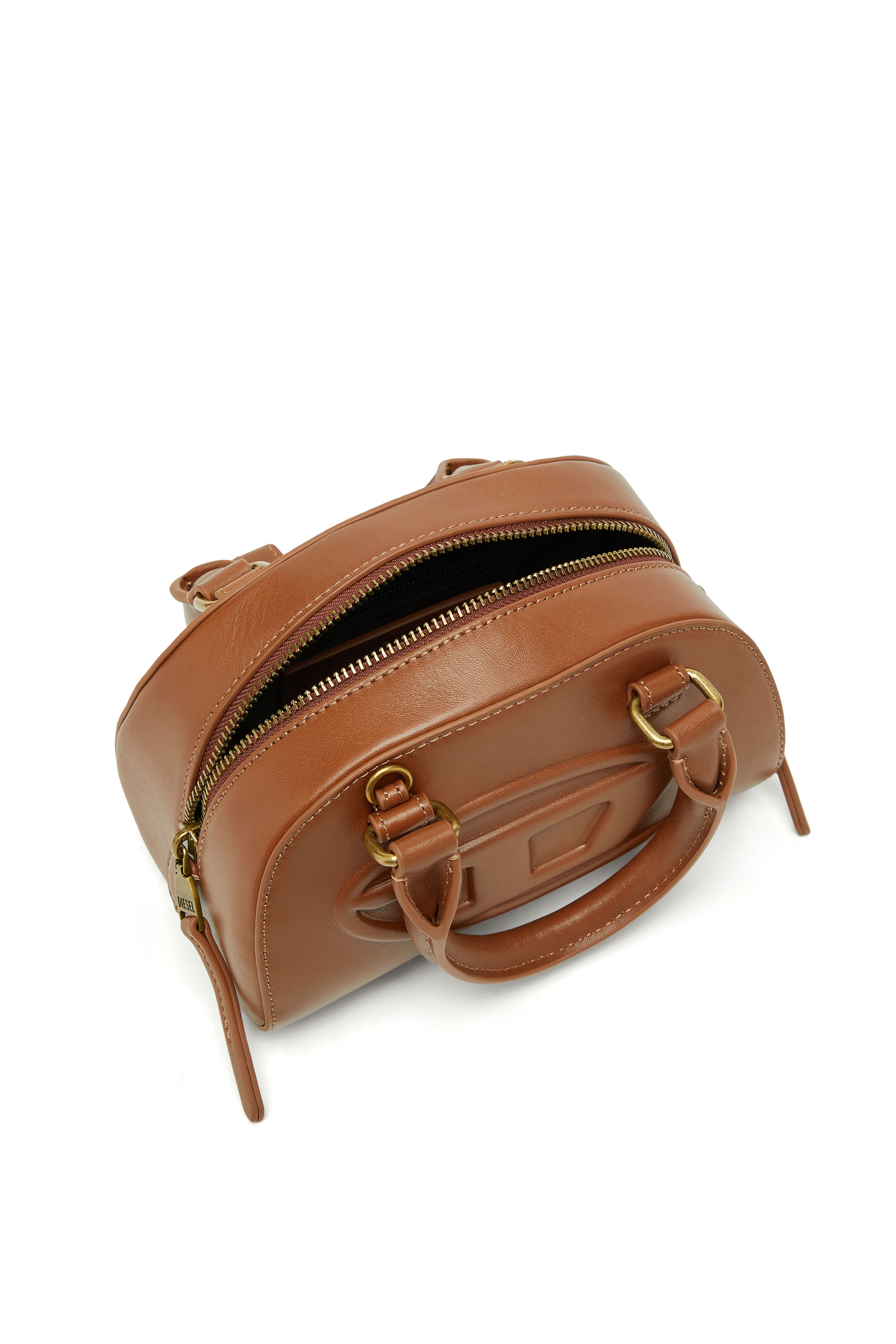 Diesel - 1DR DOME CROSSBODY, 1DR Dome-Sac bowling mini en cuir pull-up Femme in Marron - 3