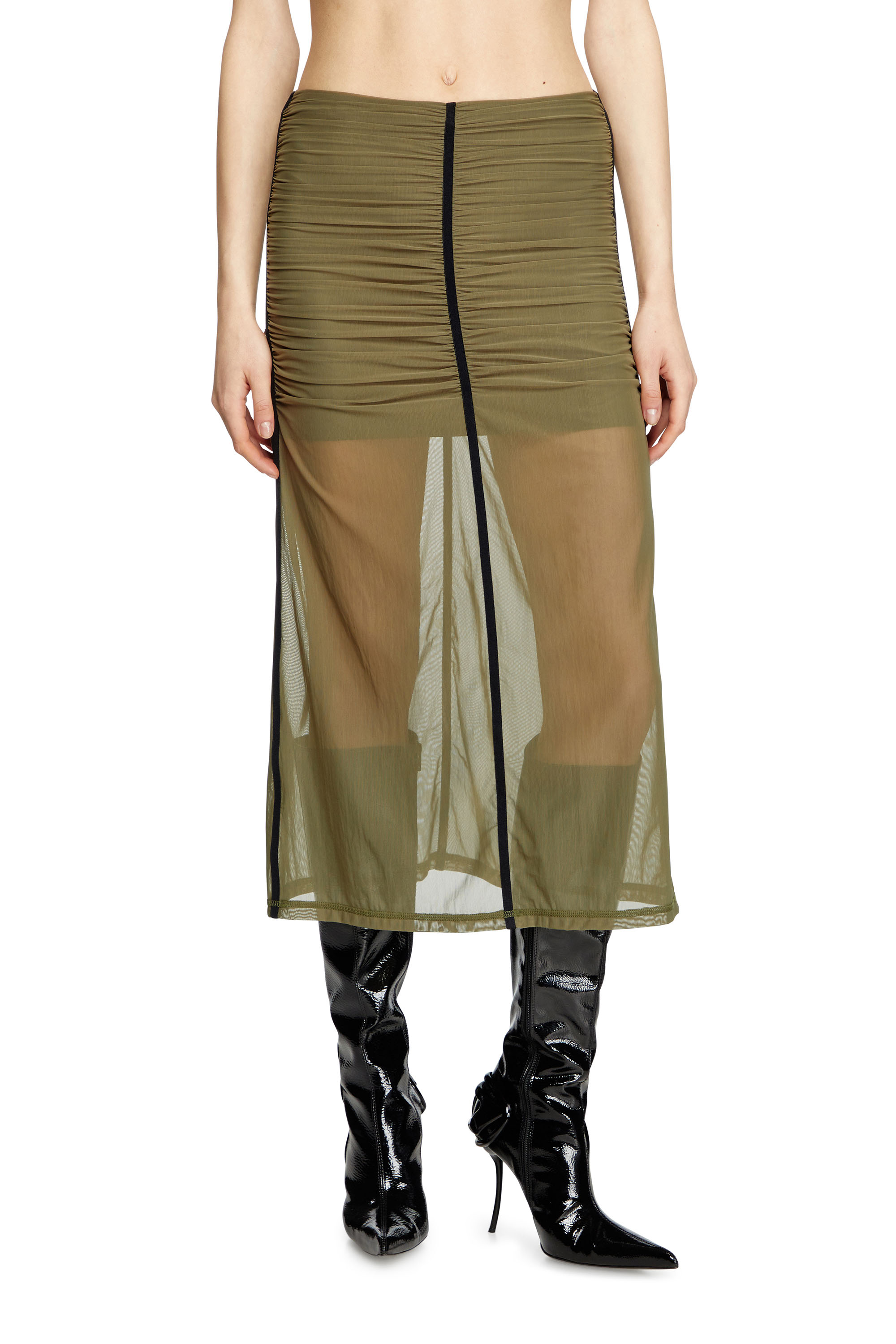 Diesel - O-IRA, Jupe stretch froncée Femme in Vert - 2