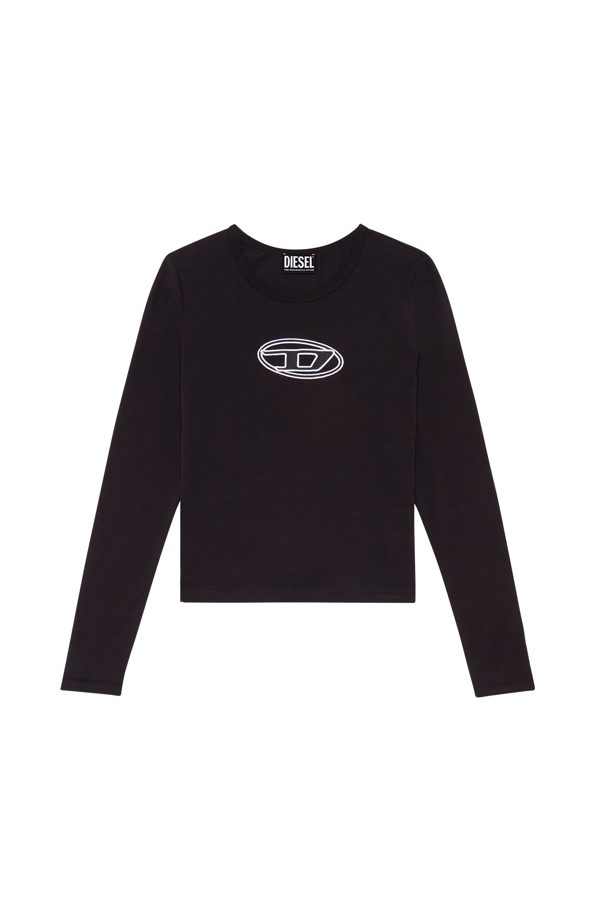 Diesel - T-ANGIE-LS, T-shirt à manches longues avec logo cut-out Femme in Noir - 3