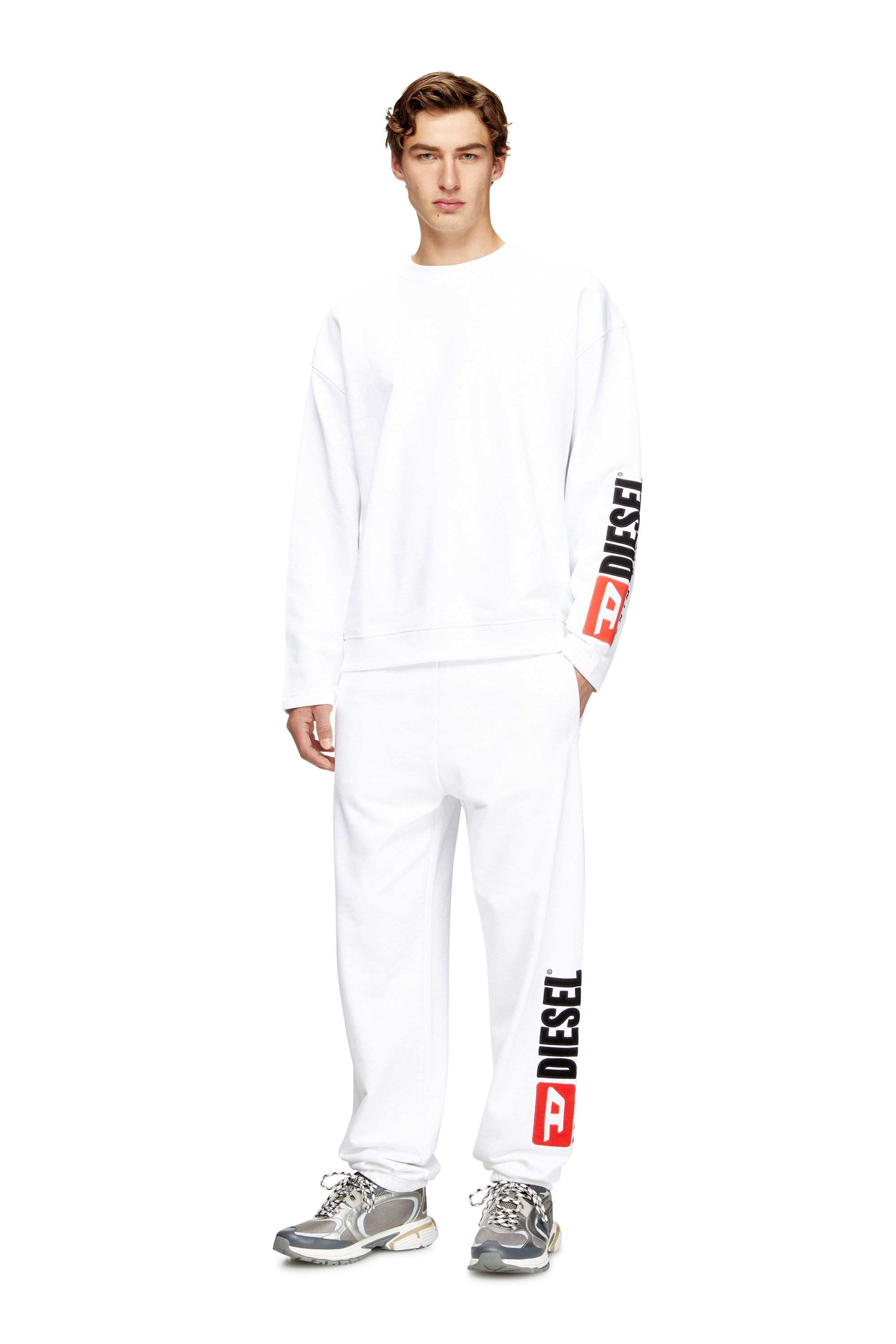 Diesel - S-BOXT-NC-DIV, Man's Crewneck sweatshirt with logo patch embroidery in White - 2