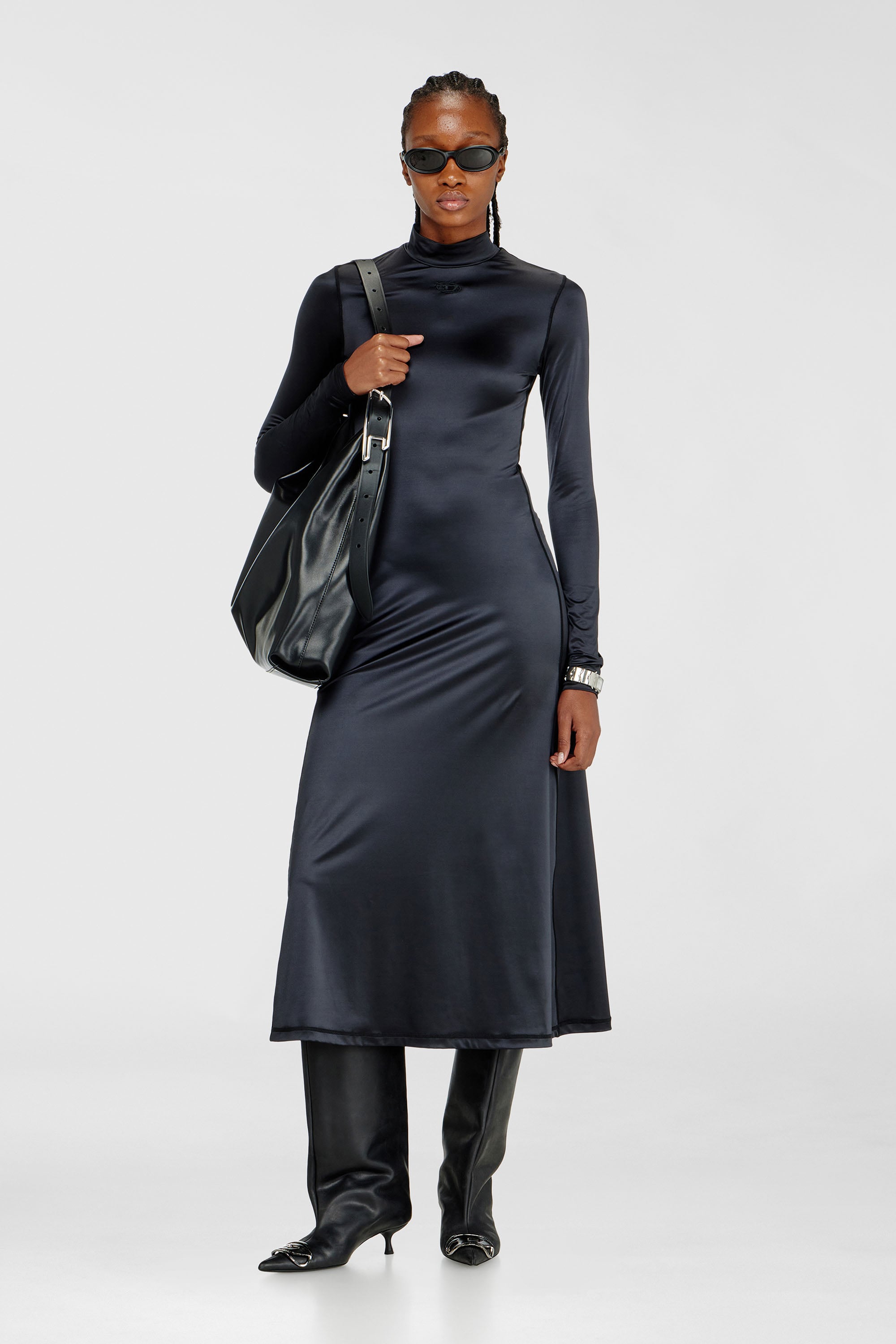 Diesel - D-UNGO, Robe midi fluide &agrave; col montant Femme in Noir - 2