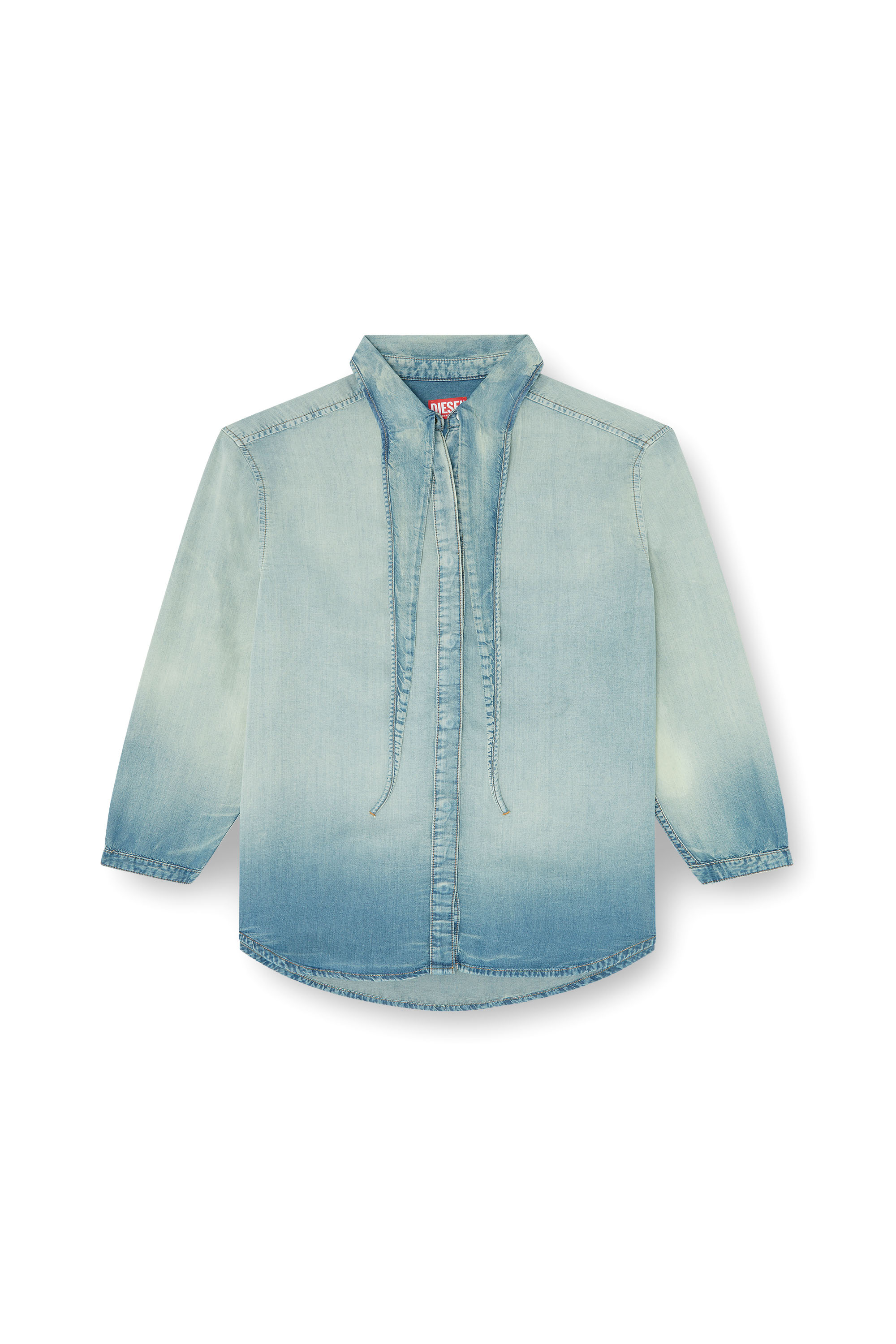 Diesel - DE-ARVEN-S1, Chemise en denim fluide marbr&eacute; Femme in Bleu - 3