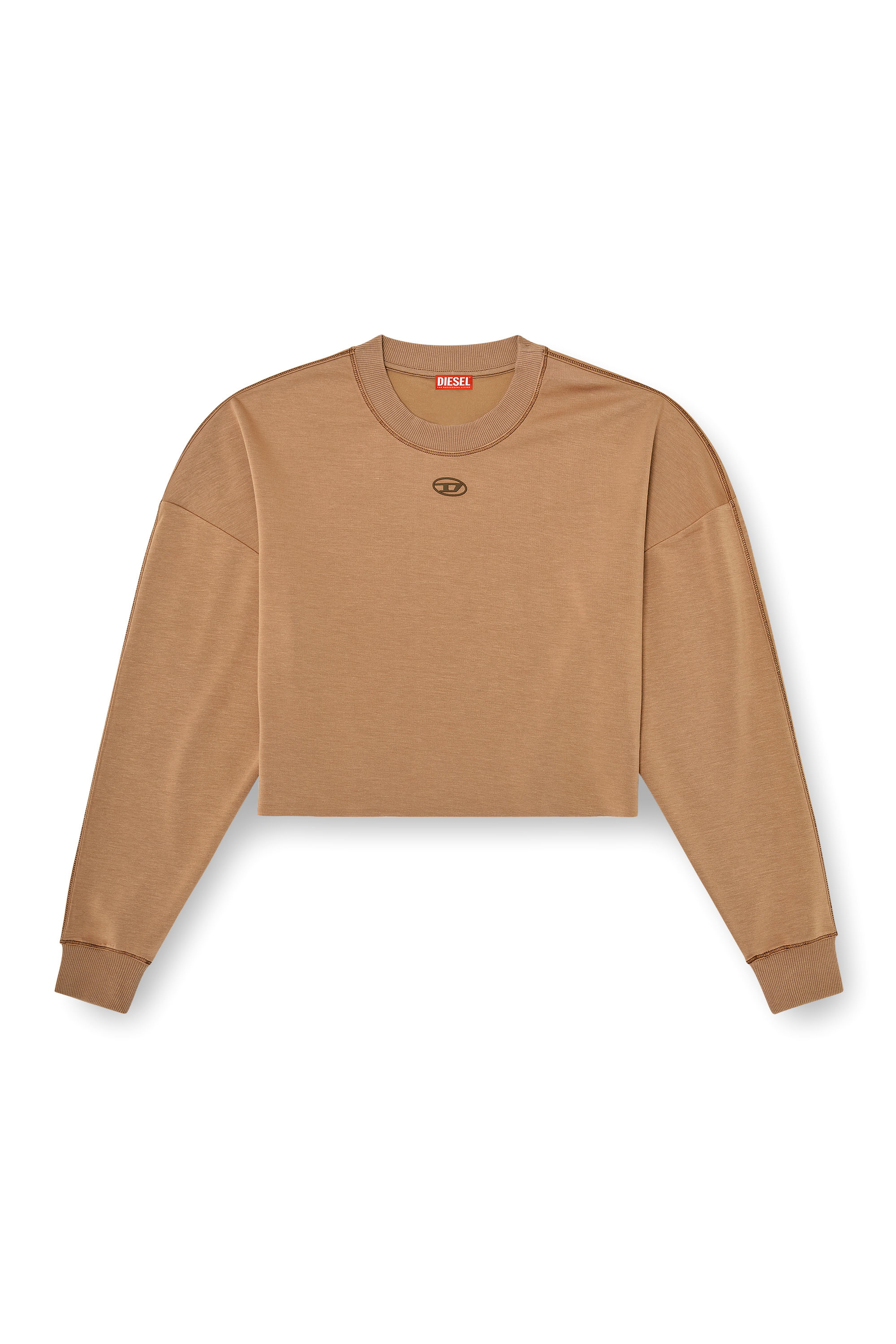 Diesel - BLAKE-UTLT, Crop top en scuba stretch l&eacute;ger Femme in Marron - 3