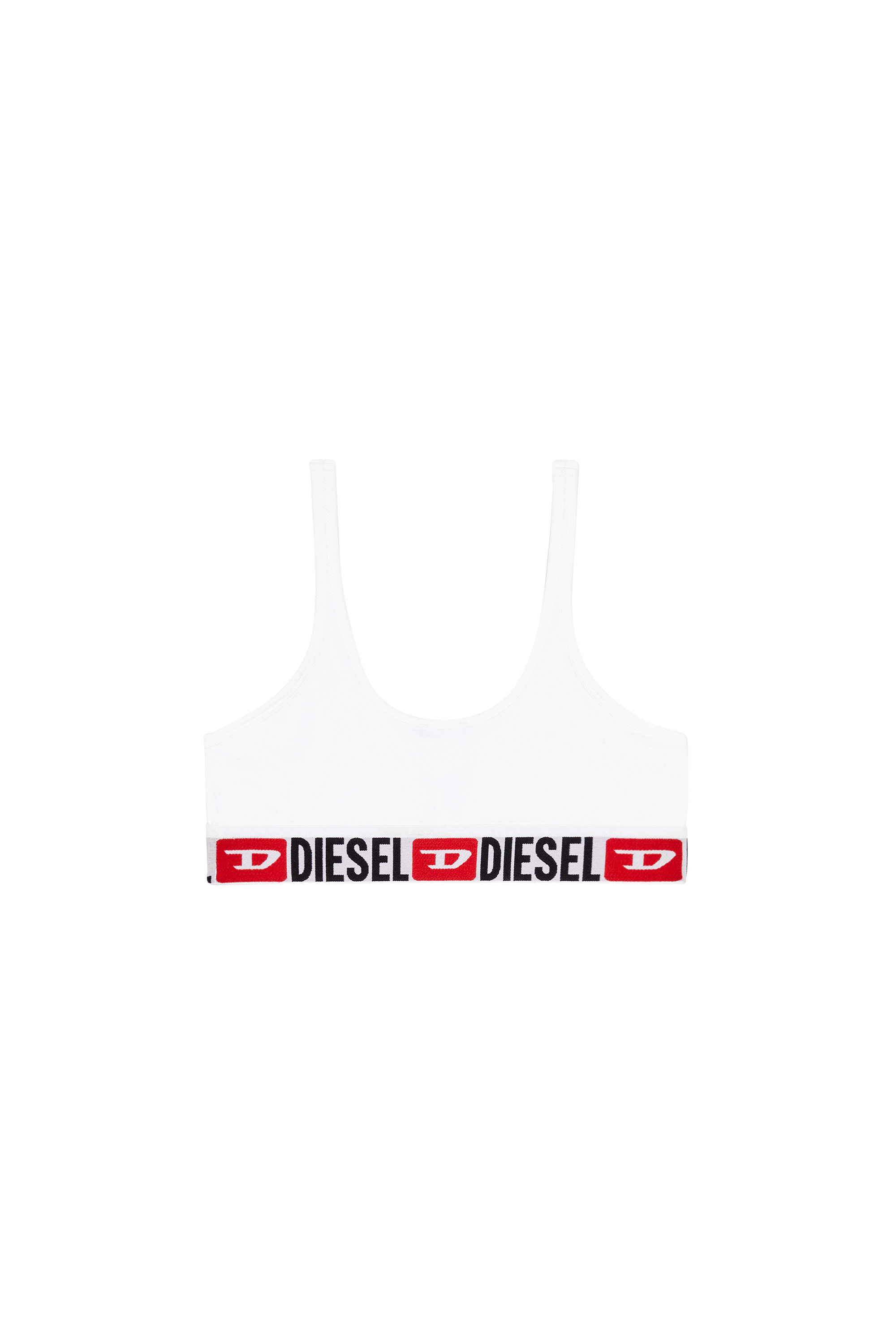 Diesel - UFSB-ORIBA, Brassière côtelée avec bande à logo Femme in Blanc - 4