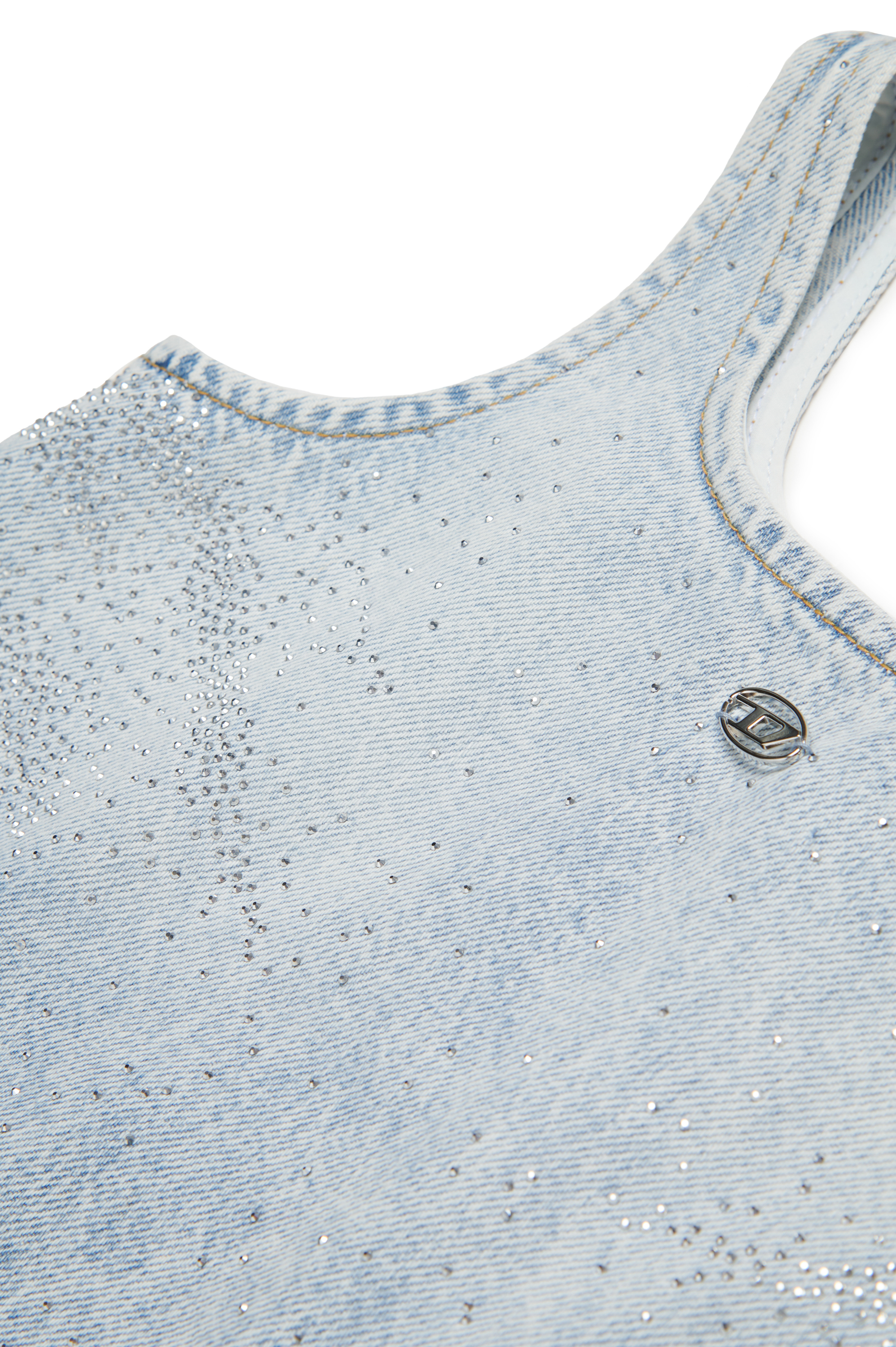 Diesel - DORY, Robe en denim avec micro-pierres Femme in Bleu - 4