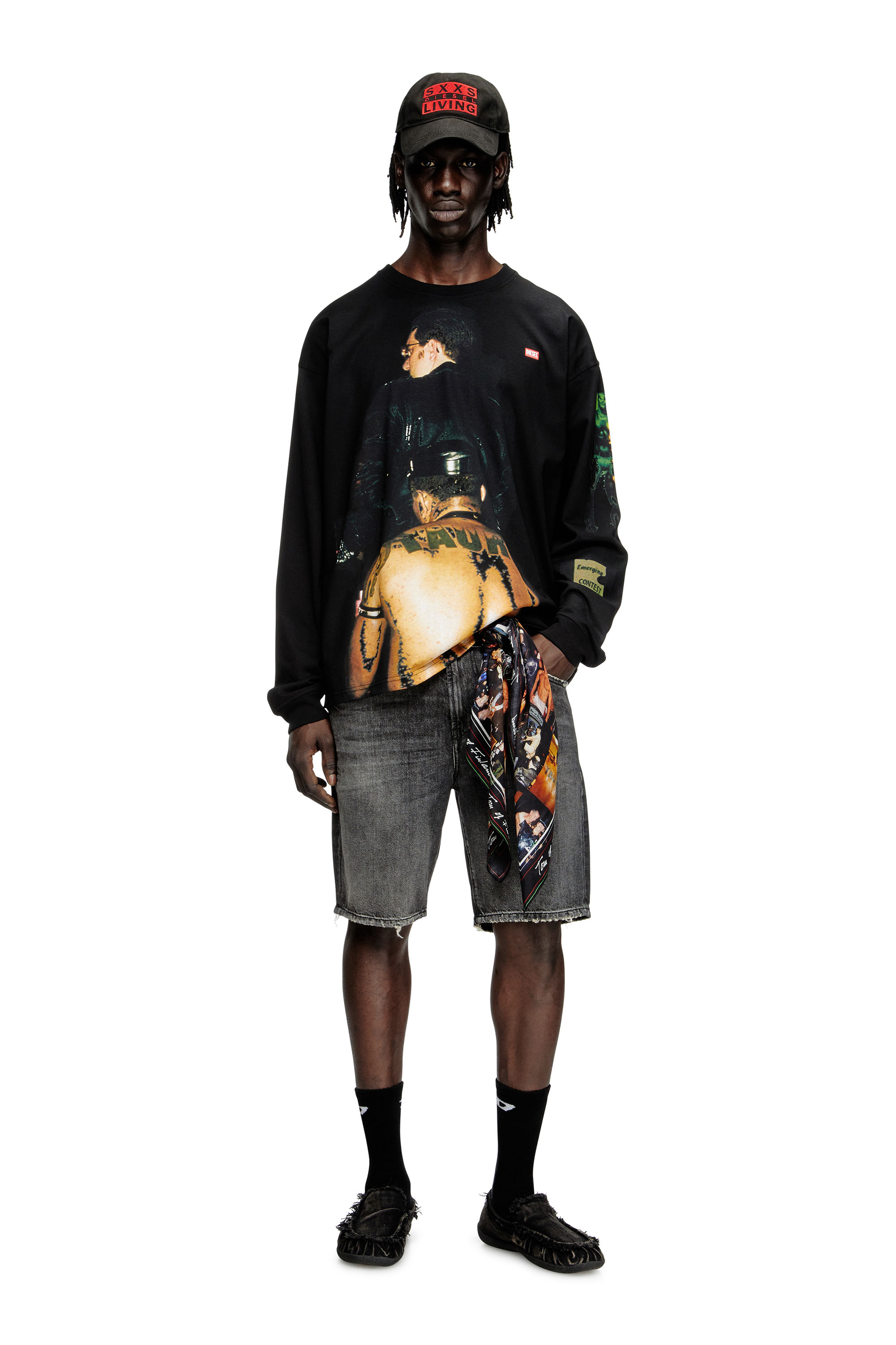 Diesel - PR-T-BOXT-LS-TOM25-1, T-shirt à manches longues avec imprimé graphique Mixte in Noir - 1