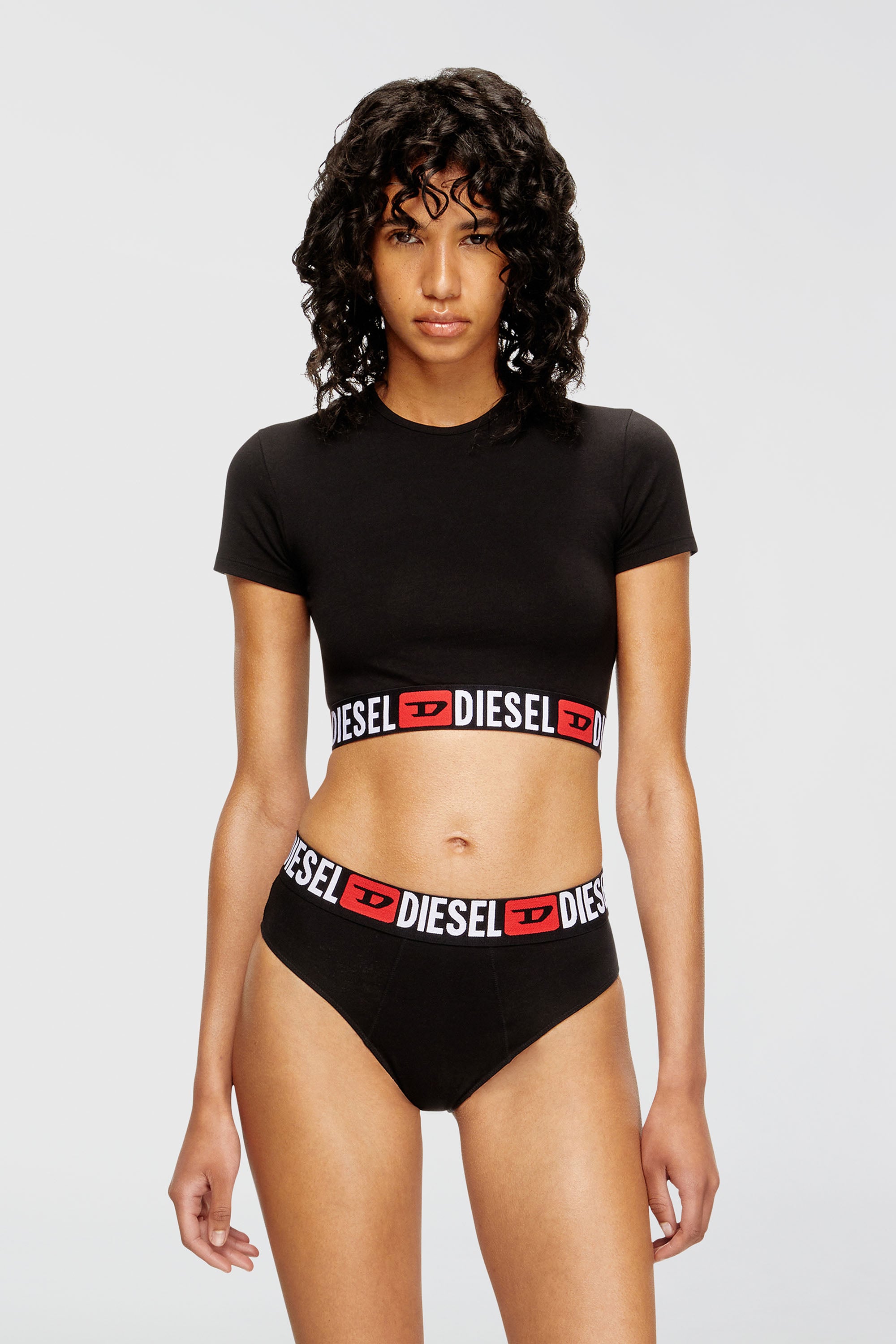 Diesel - IRMA-D-CORE, Woman's Cropped top with logo band in Black - 1
