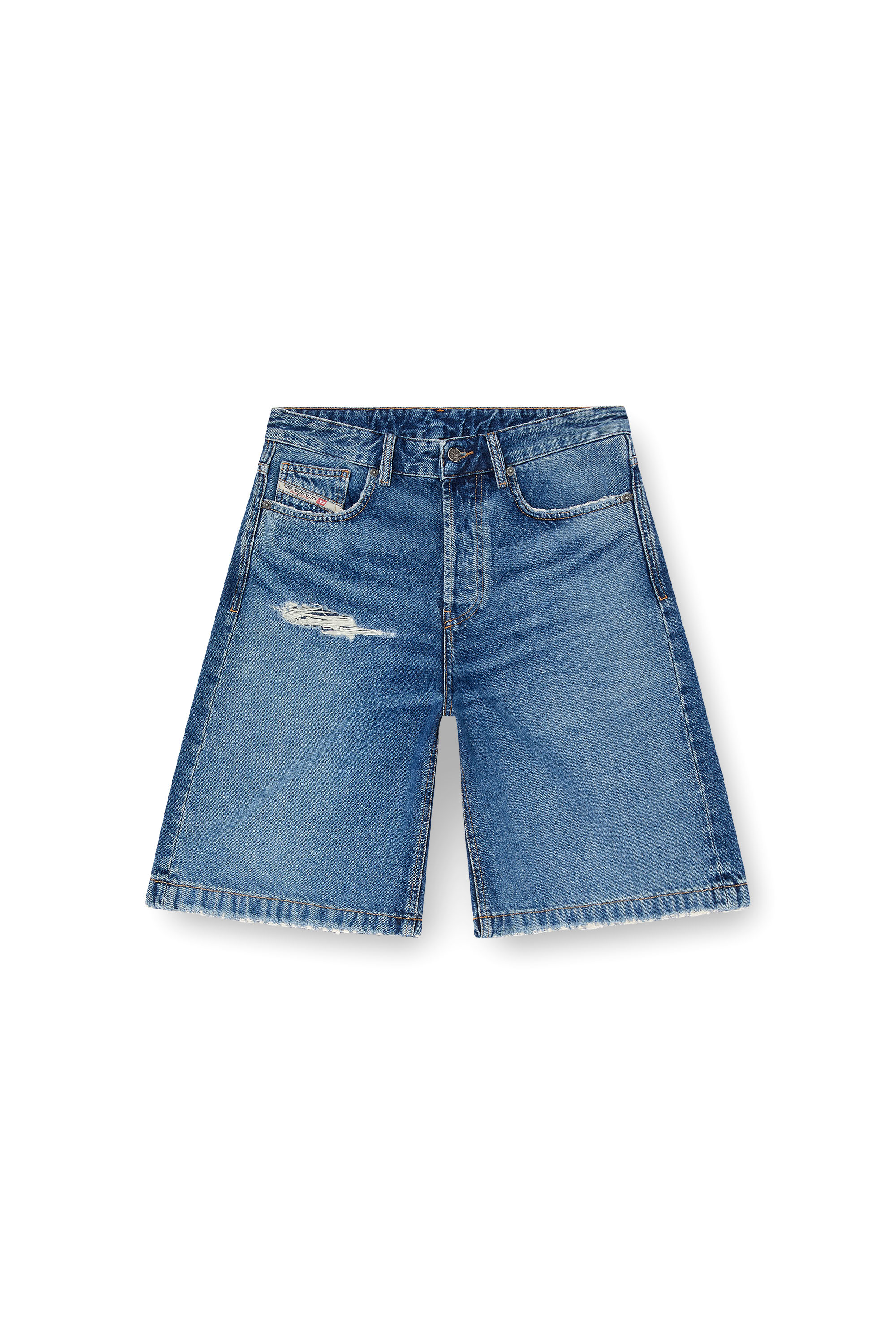 Diesel - DE-SIRE-SHORT, Short en denim avec des d&eacute;tails d&eacute;chir&eacute;s Femme in Bleu - 2