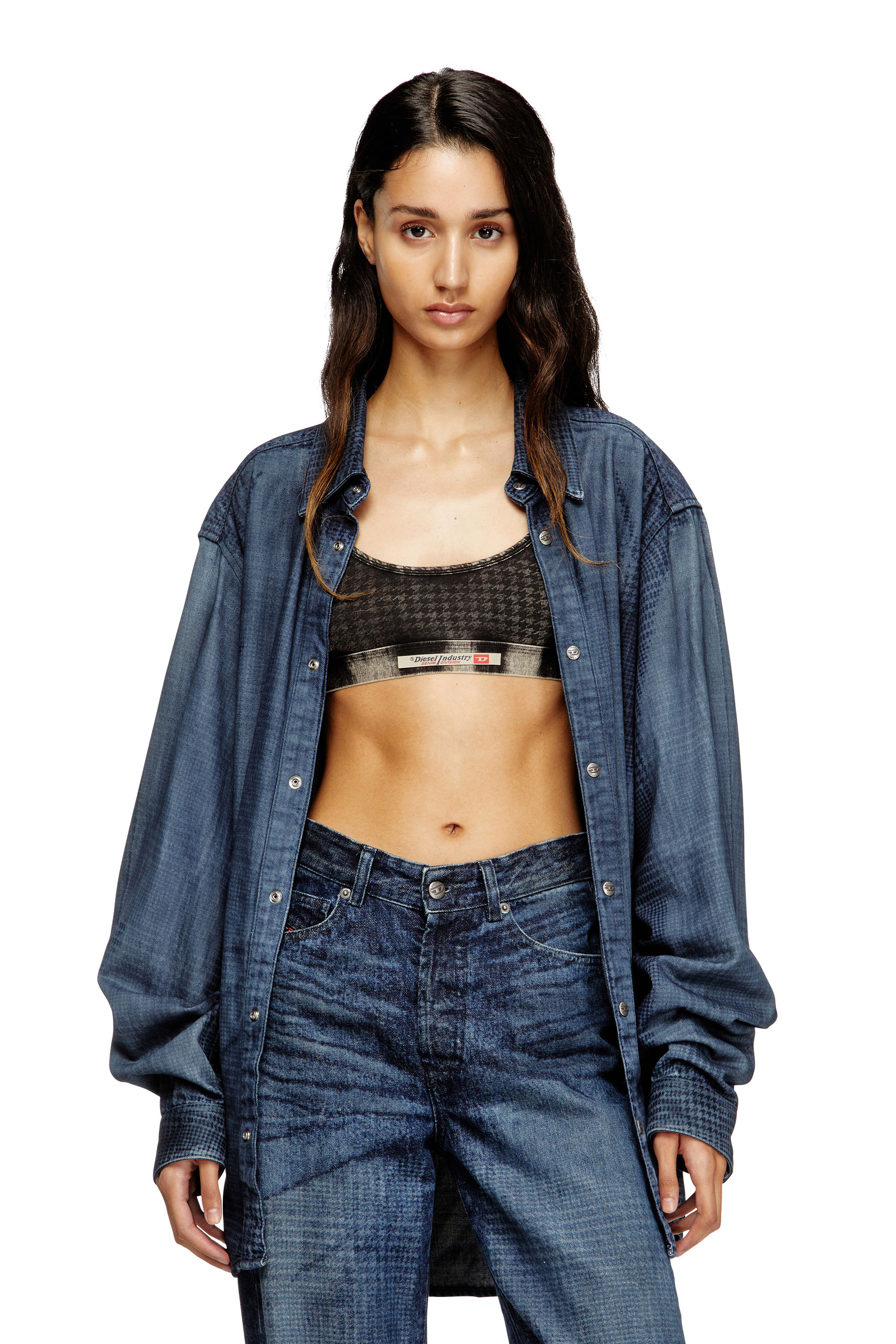 Diesel - ARIEL-DNM, Bralette en coton avec imprimé intégral Femme in Gris - 4