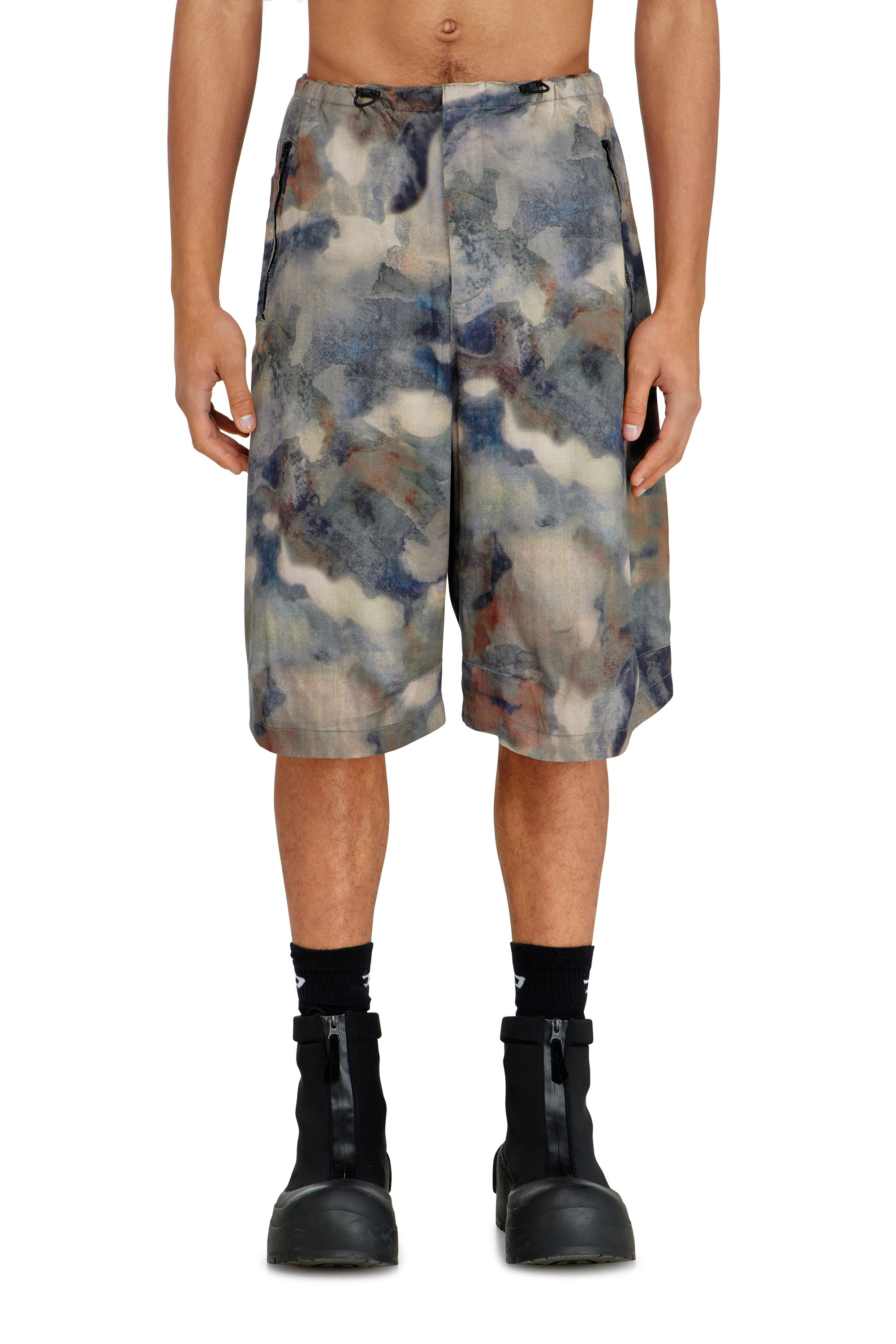 Diesel - P-STITCH-SHORT-TKBZ, Bermuda fluides &agrave; imprim&eacute; camouflage int&eacute;gral Homme in Polychrome - 1
