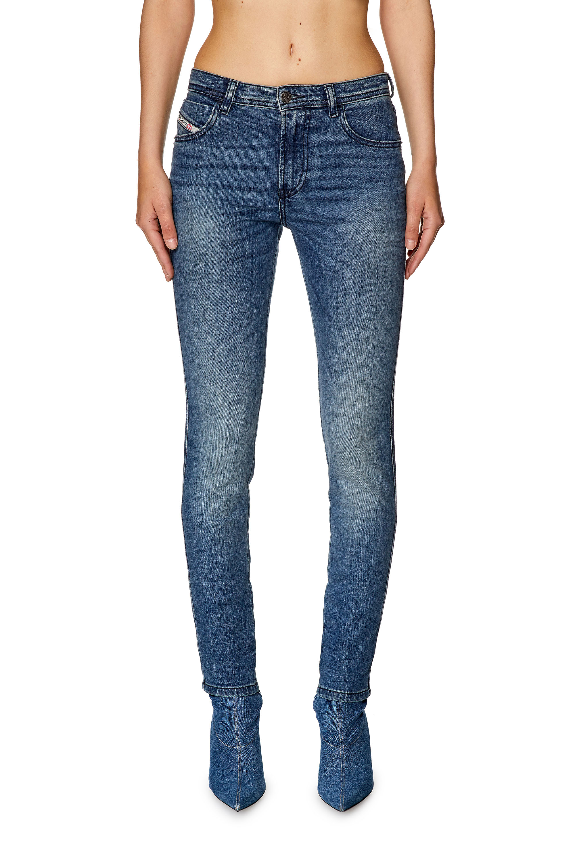Diesel - 2015 Babhila 0LICM Skinny Jeans, Bleu moyen - Image 1