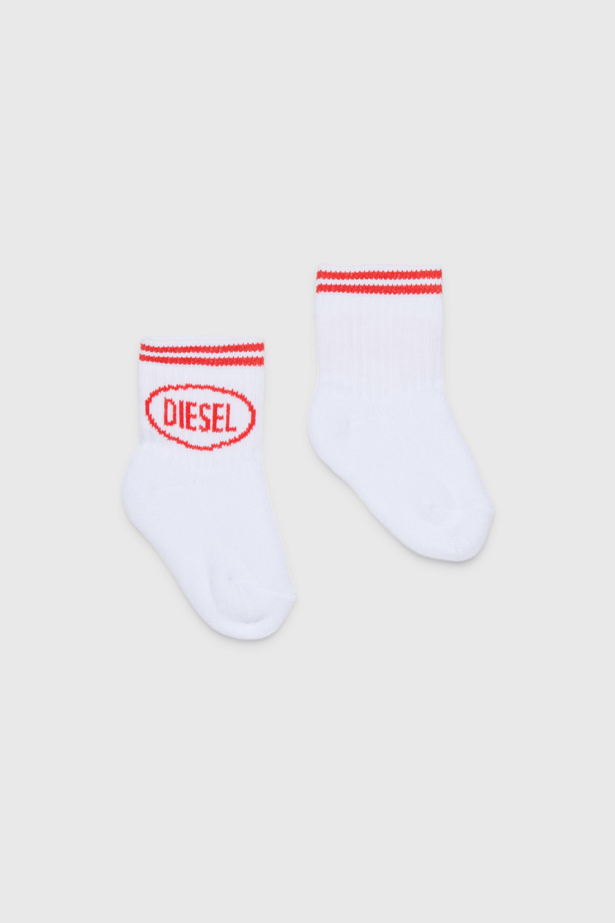Diesel - ZOLPYB, Chaussettes en coton avec poignets ray&eacute;s Mixte in Polychrome - 1