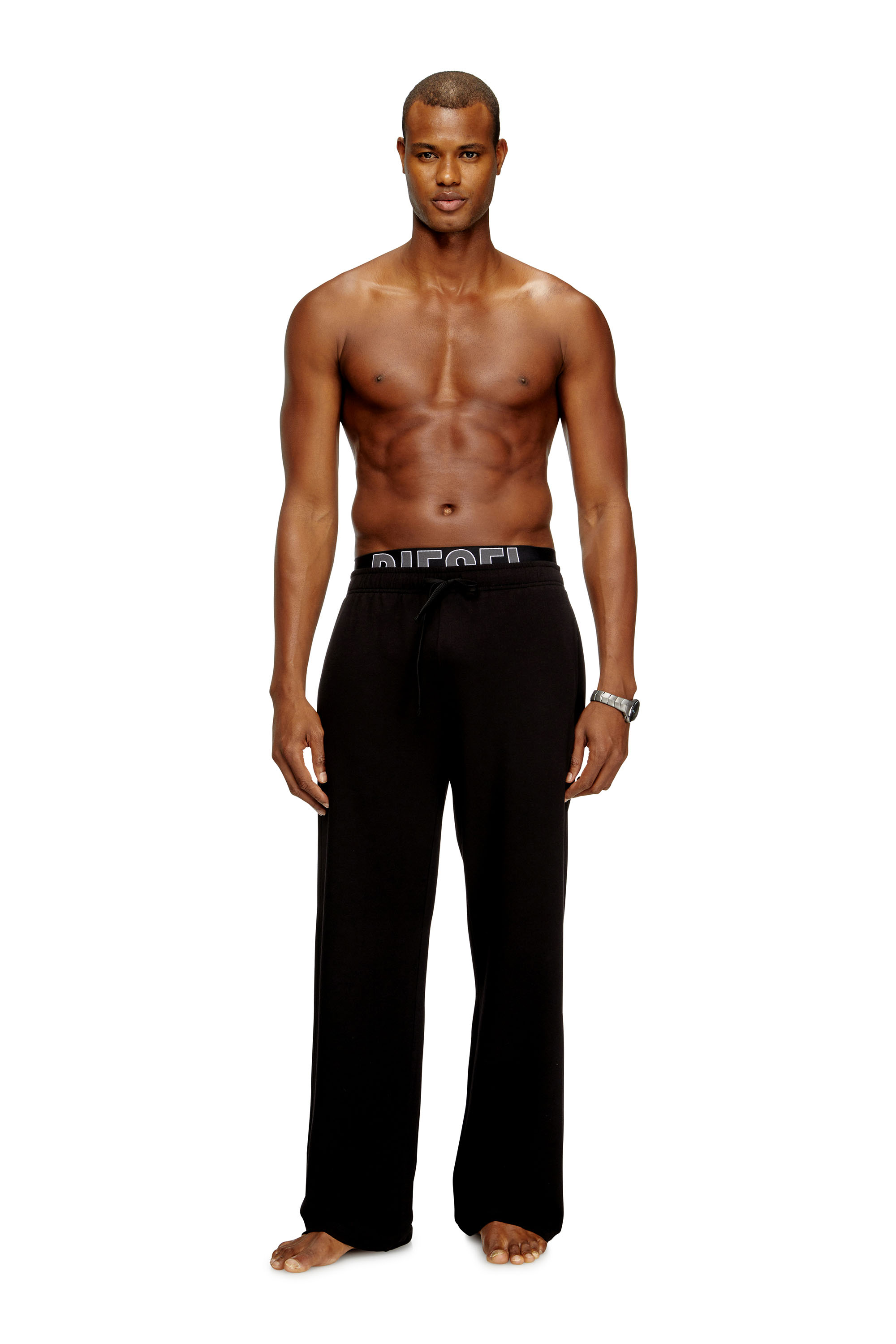 Diesel - BRADLEY-D-POP, Pantalon en éponge de coton avec ceinture à logo Homme in Noir - 1