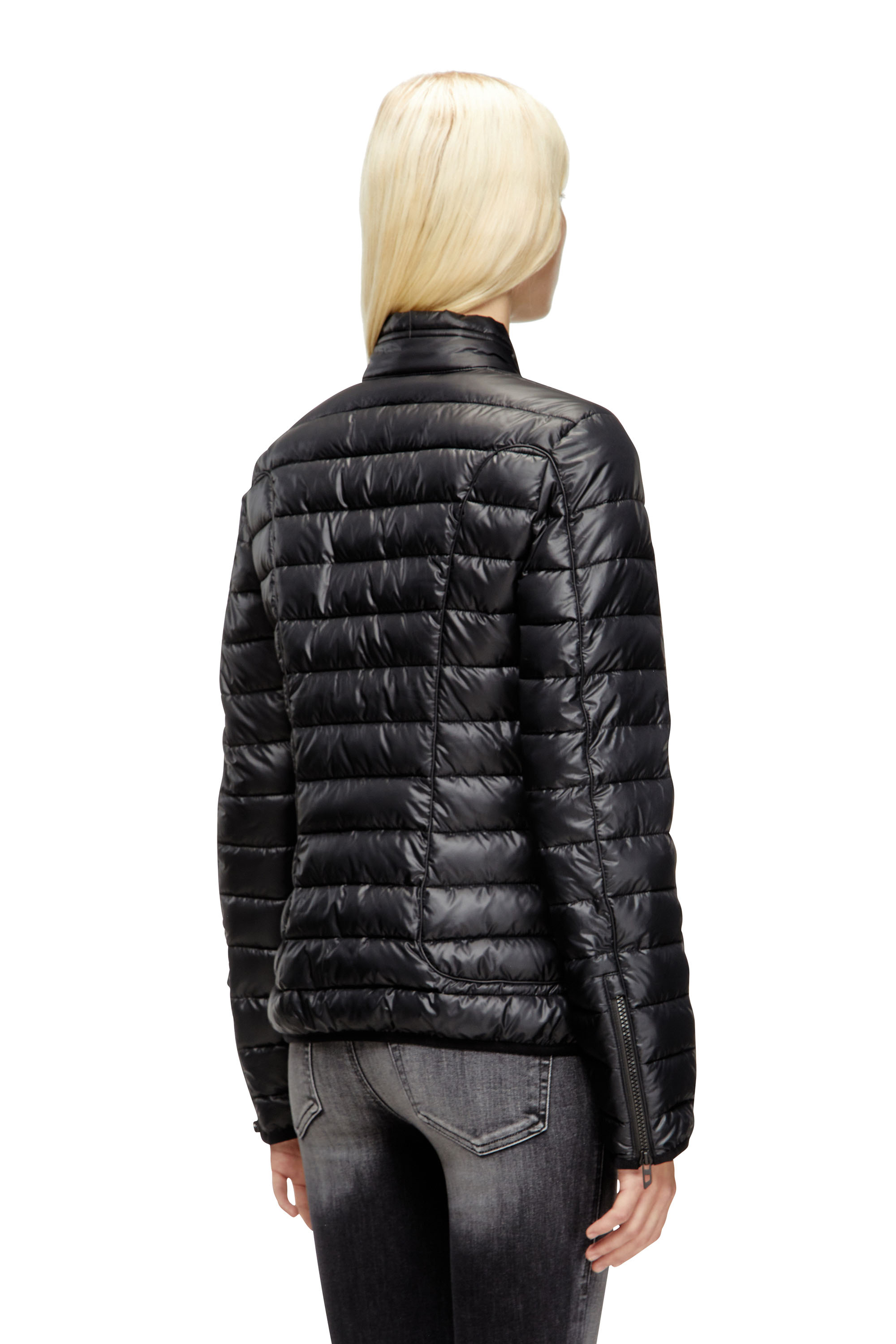 Diesel - W-PILOT-FEM, Doudoune avec détails de motard Femme in Noir - 4