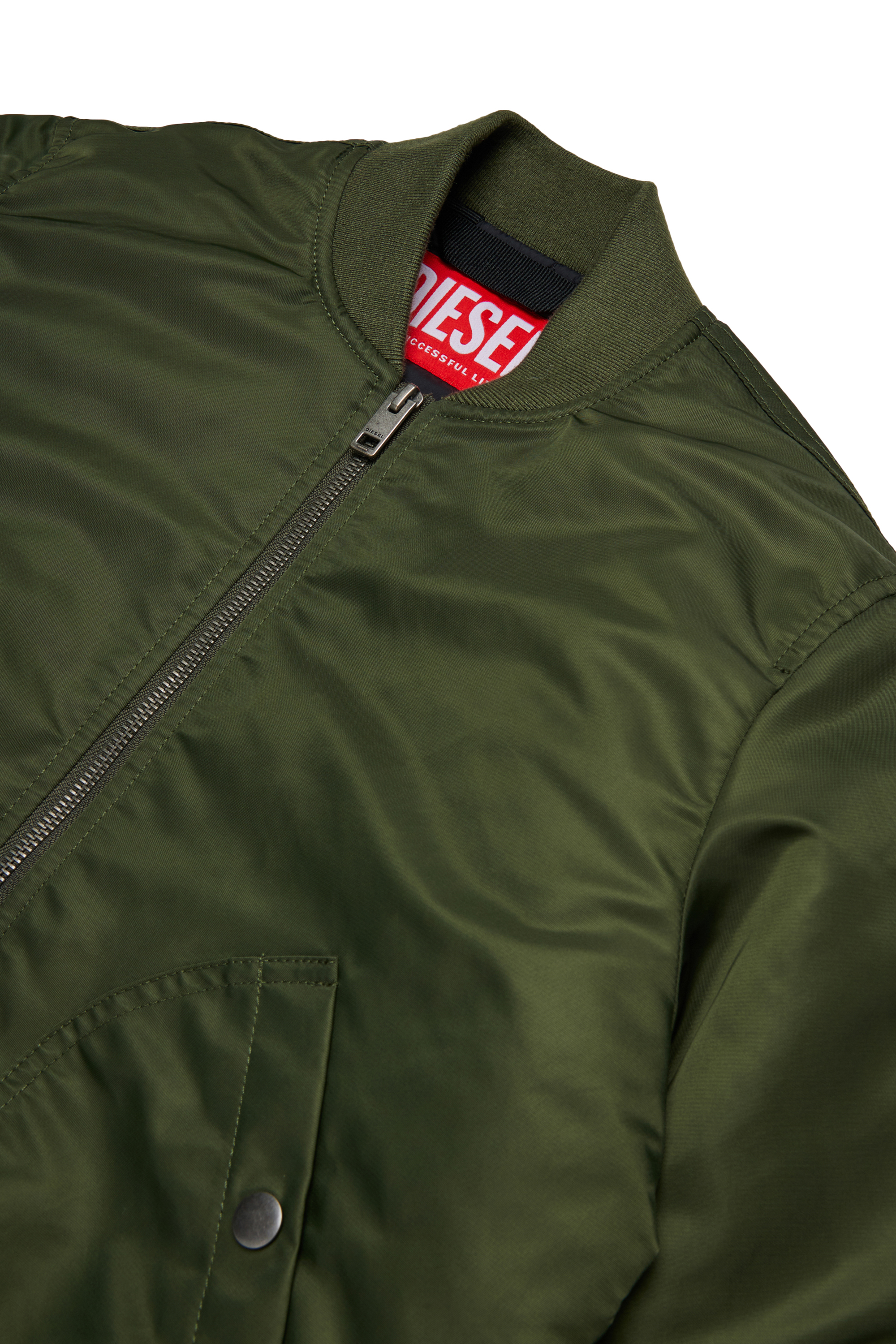 Diesel - JHELD, Blouson bomber en nylon avec logo brodé Homme in Vert - 3