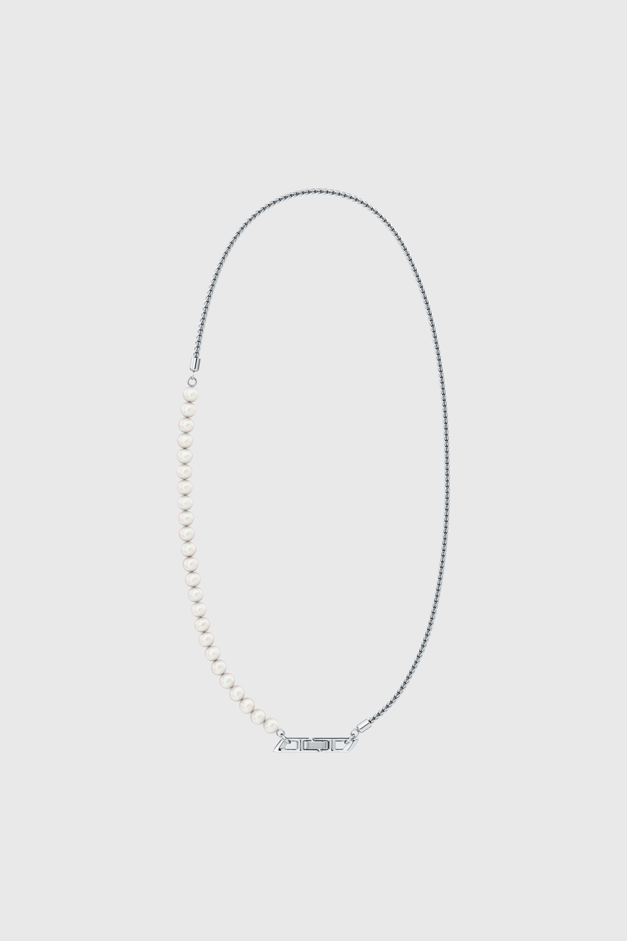 Diesel - DL1369040 STERLING SILVER JEWEL, Collier cha&icirc;ne en argent sterling et perles Mixte in Gris argent&eacute; - 1