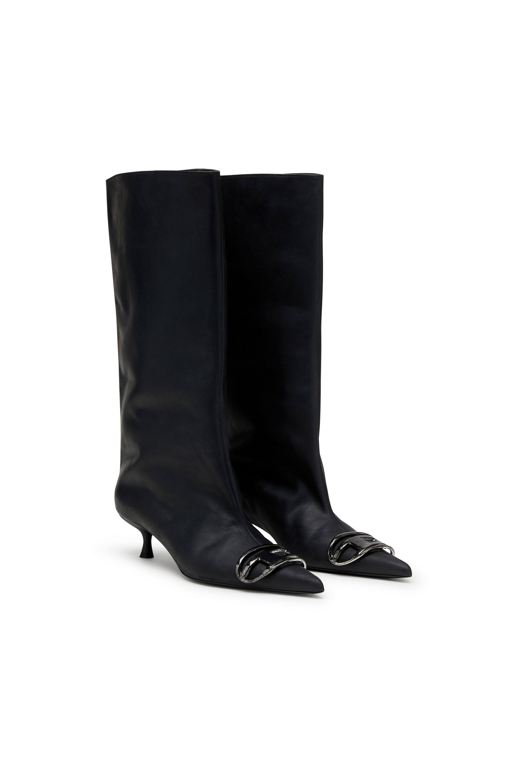 Diesel - D-VENUS 40 KB TUBE, Bottes hauteur genou en cuir huilé Femme in Noir - 2