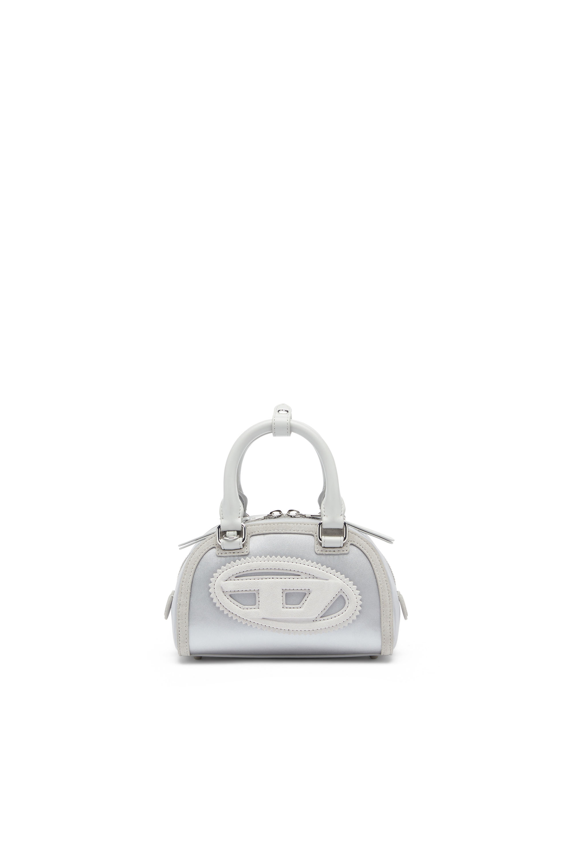 Diesel - 1DR DOME CROSSBODY, 1DR Dome - Mini sac bandouli&egrave;re en satin et su&egrave;de Femme in Gris argent&eacute; - 2