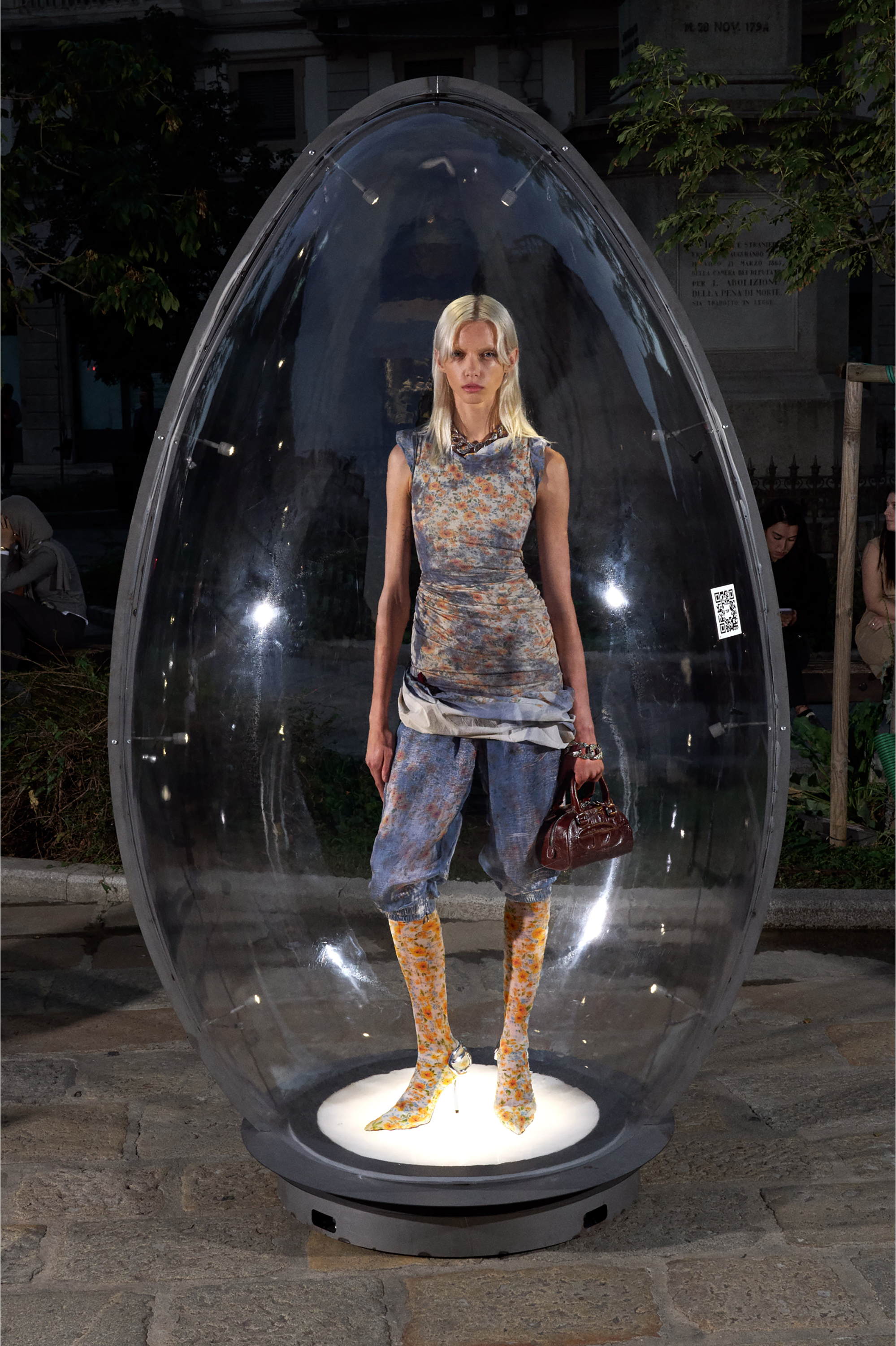 Diesel - D-AYANA, Woman's Layered short dress with floral X-ray effect in null - 6