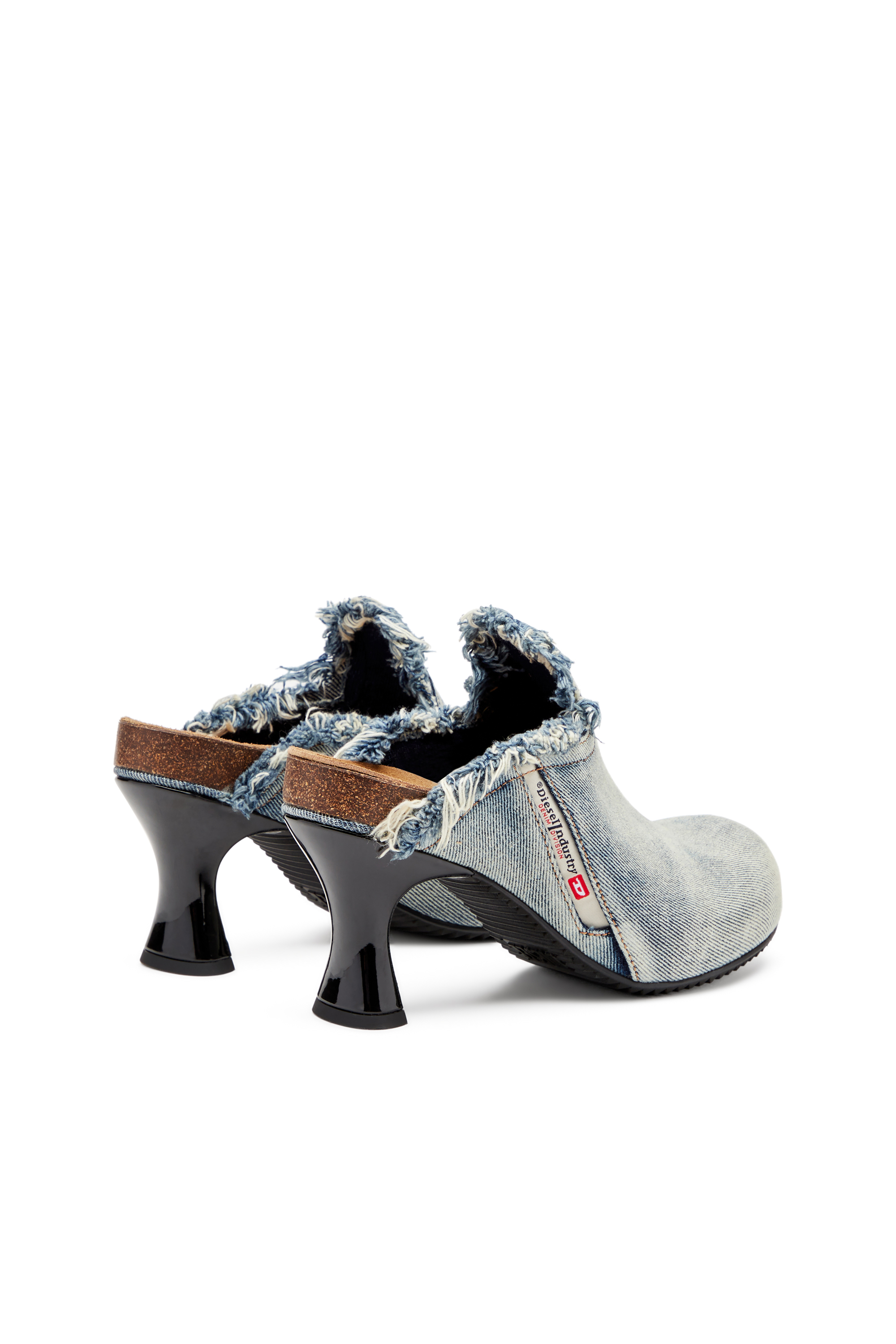 Diesel - D-WOODSTOCK ML W, Mules en denim effiloché Femme in Bleu - 4