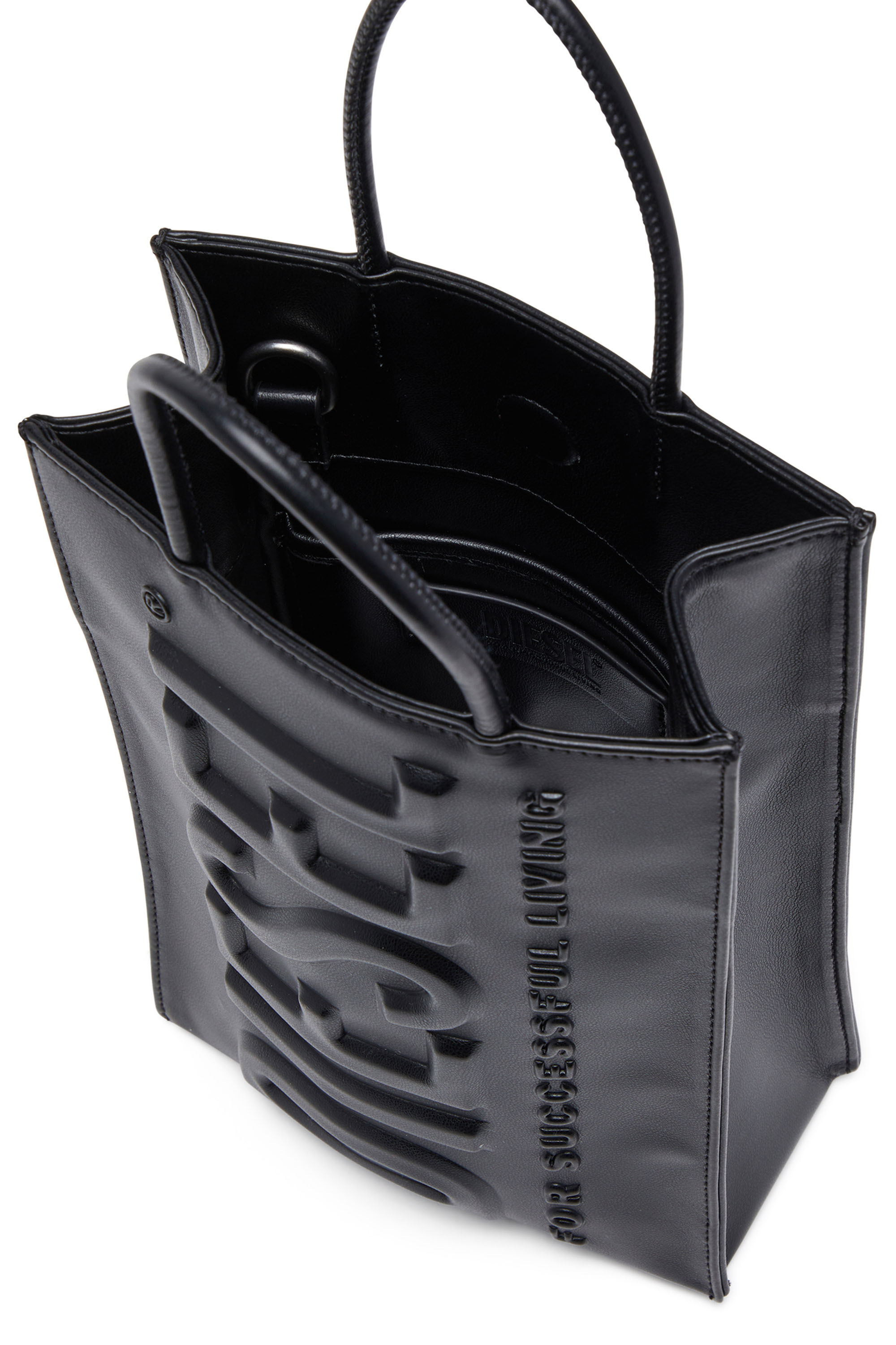 Diesel - DSL 3D SHOPPER M X, Dsl 3D M-Sac tote en PU avec logo embossé Homme in Noir - 3