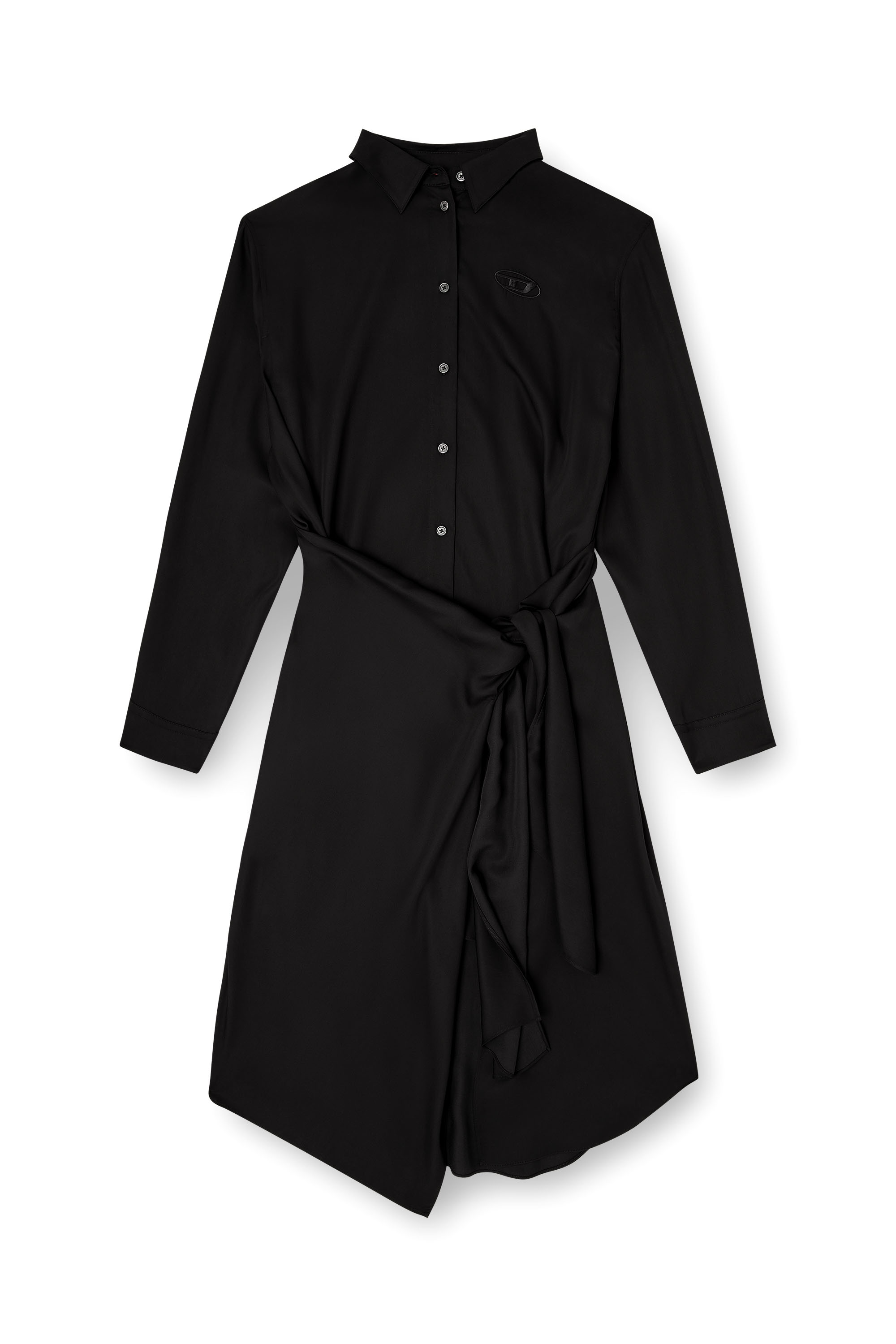 Diesel - D-ILETTA-S1, Robe-chemise midi avec détail torsadé Femme in Noir - 1