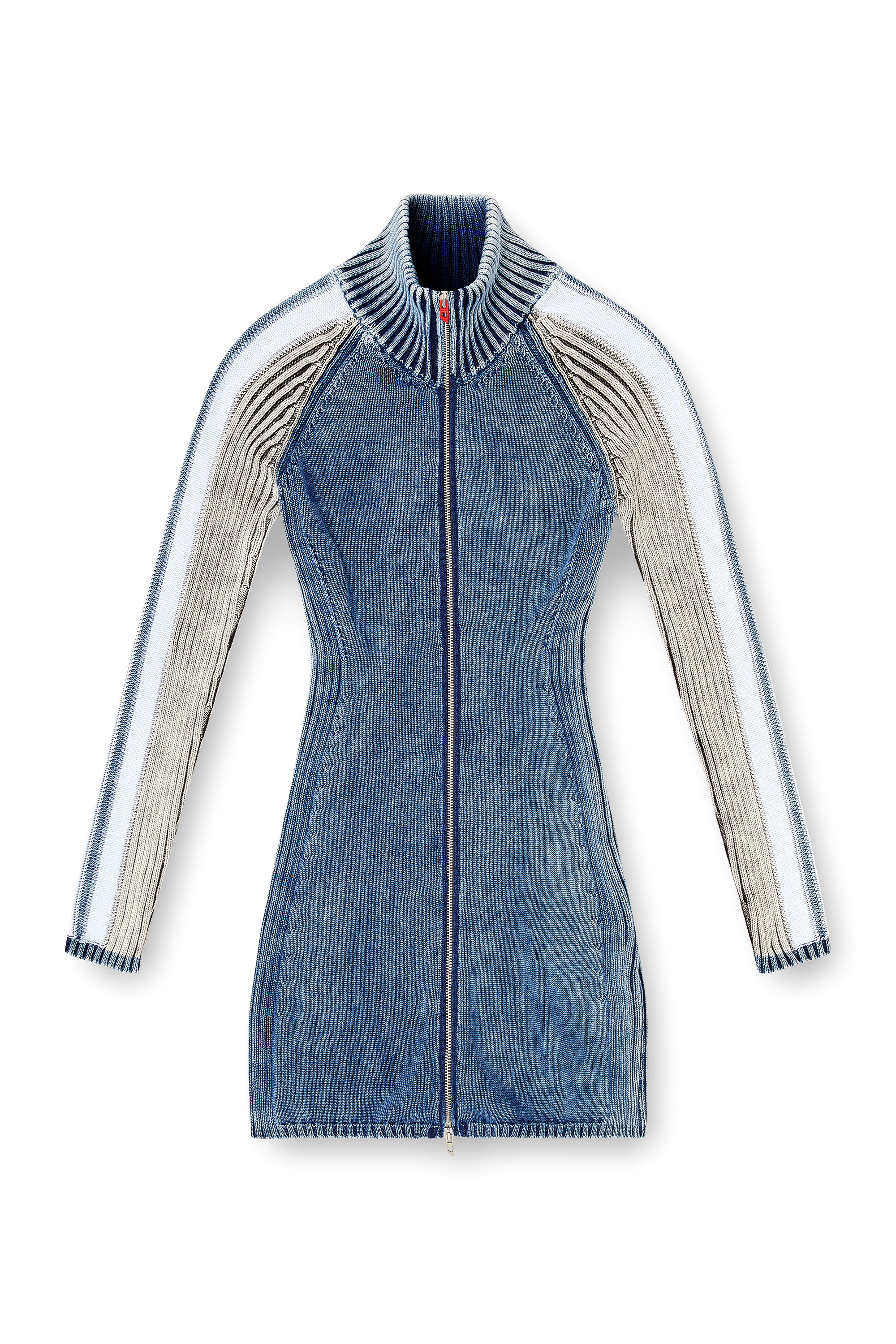 Diesel - M-ESTELLE, Woman's Turtleneck short dress in indigo knit in Blue - 2