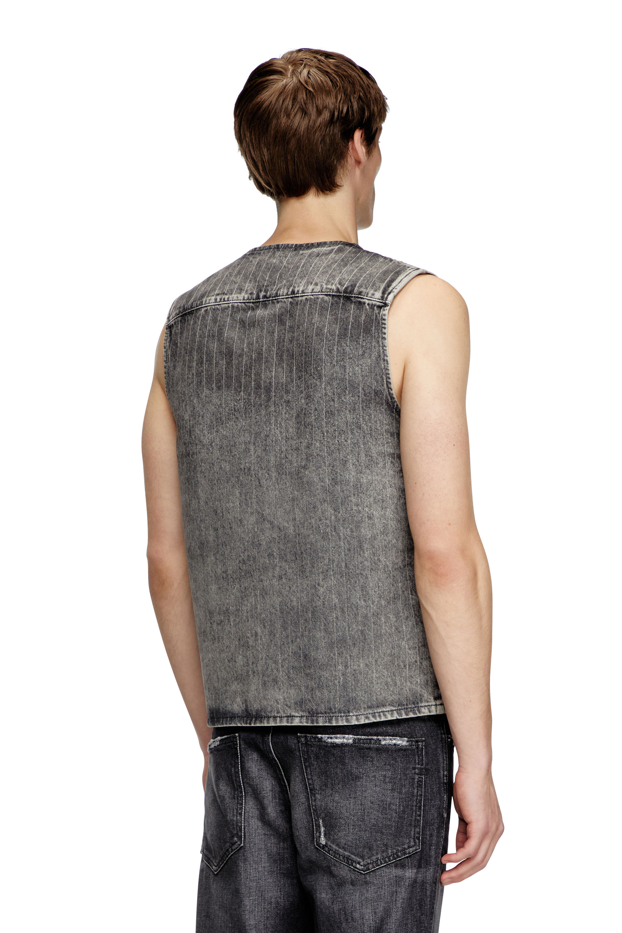 Diesel - D-SUND-S, Gilet tailleur en denim à rayures Mixte in Gris - 4