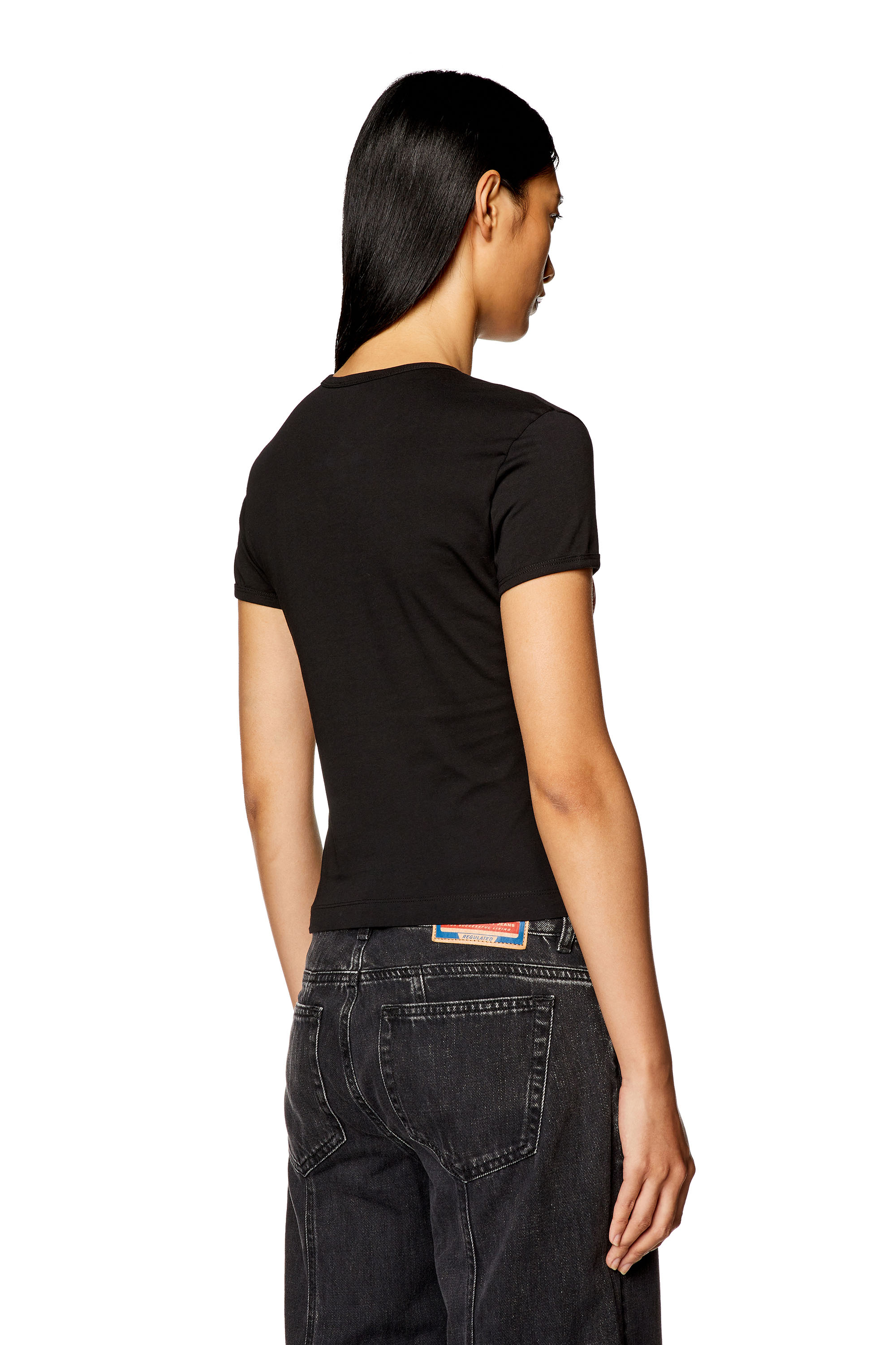 Diesel - T-UNCUTIE-LONG-N17, T-shirt avec imprimé bandeau Diesel Femme in Noir - 3